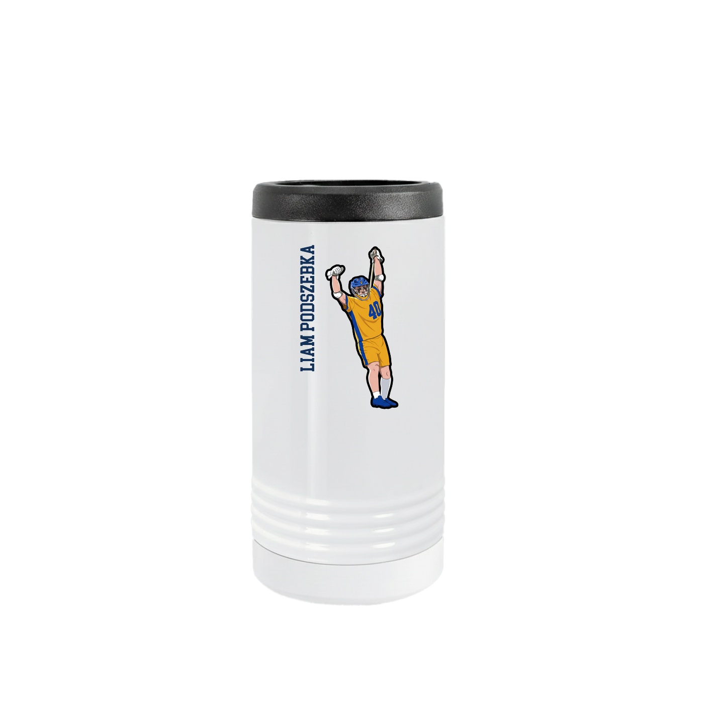 Slim Beverage Holder — Name Vertical in White