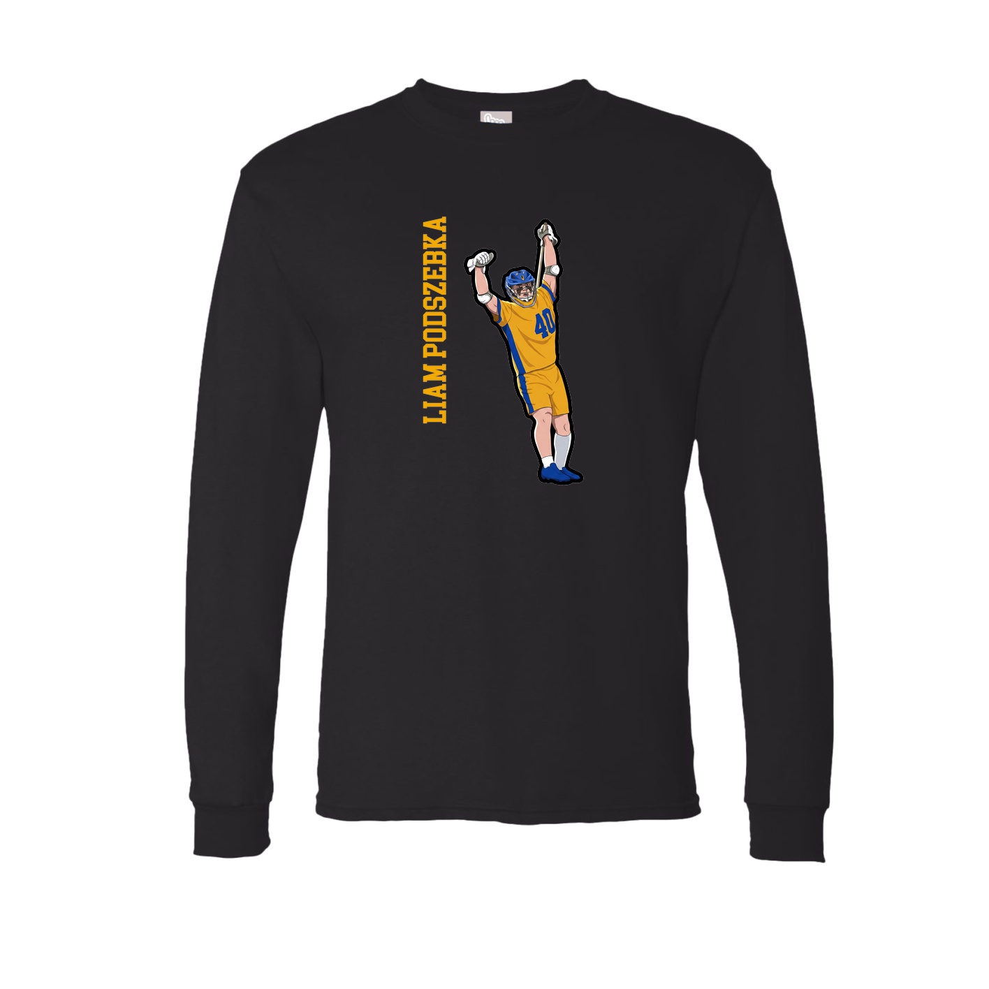 Long Sleeve Tee — Name Vertical in Black