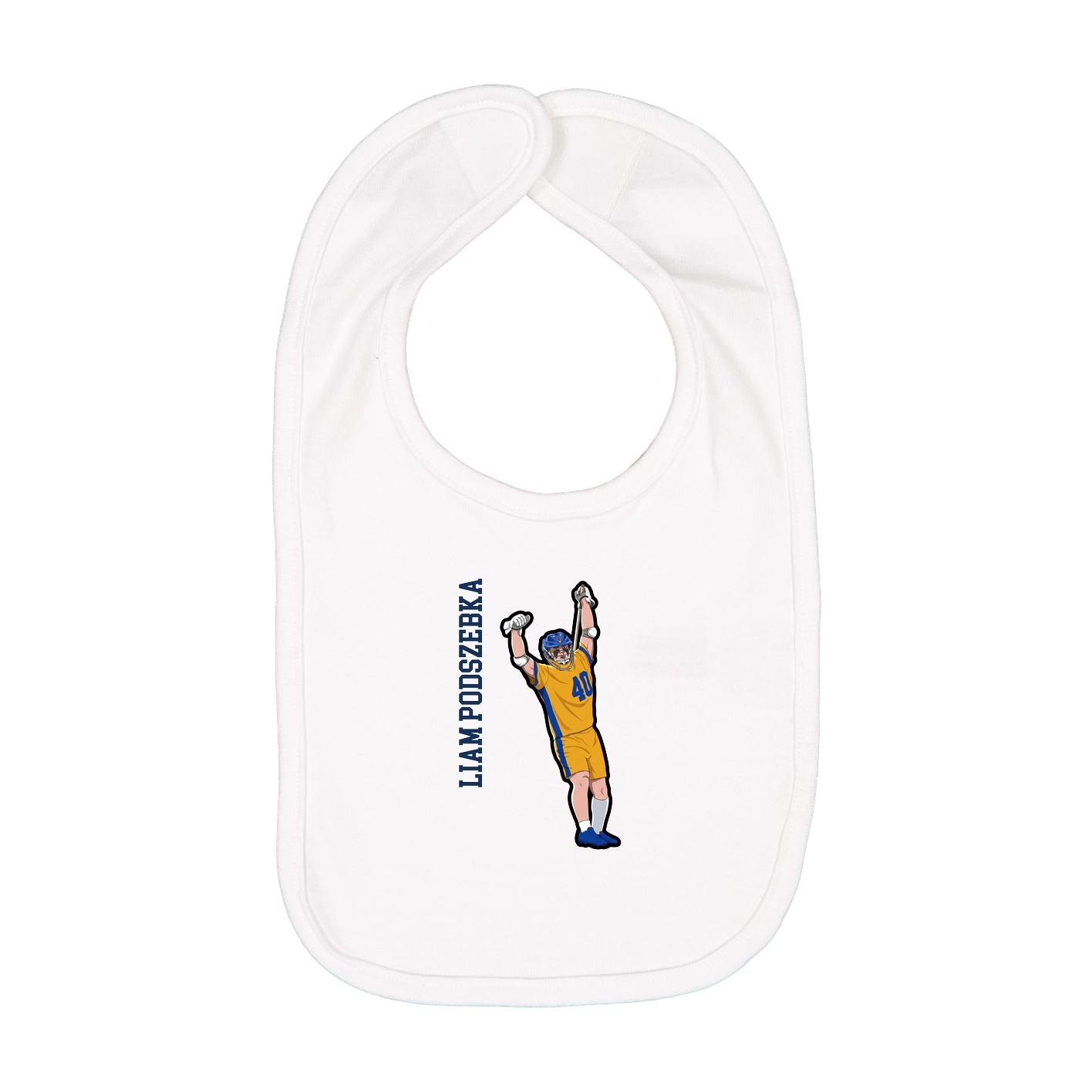 Infant Bib — Name Vertical in White