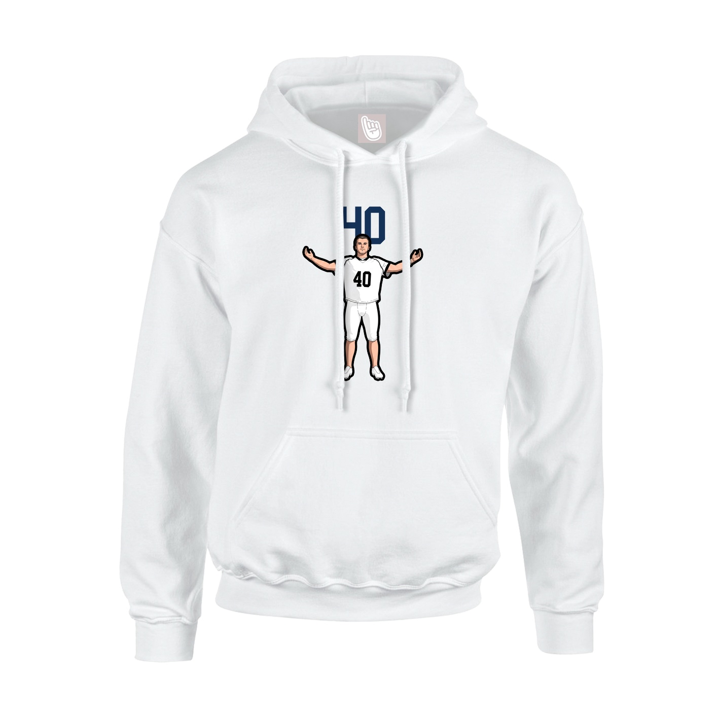 Youth Hoodie — Number Top in White