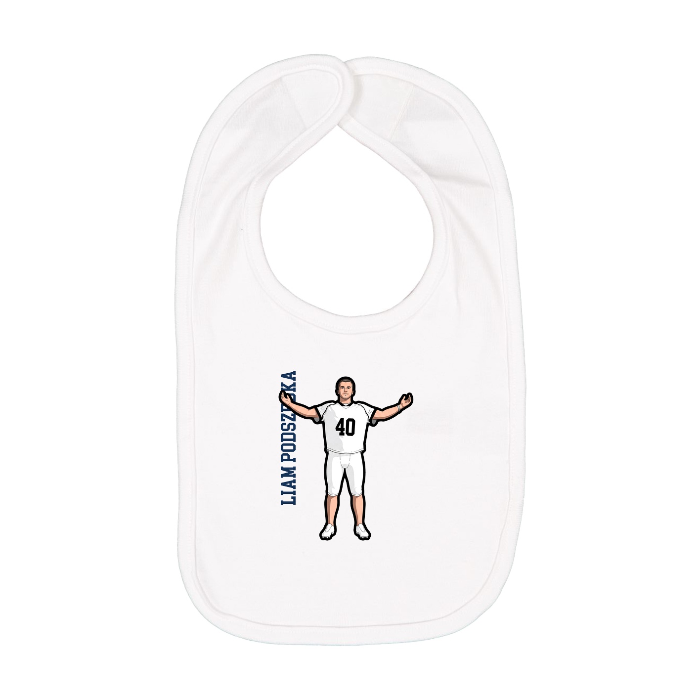 Infant Bib — Name Vertical in White