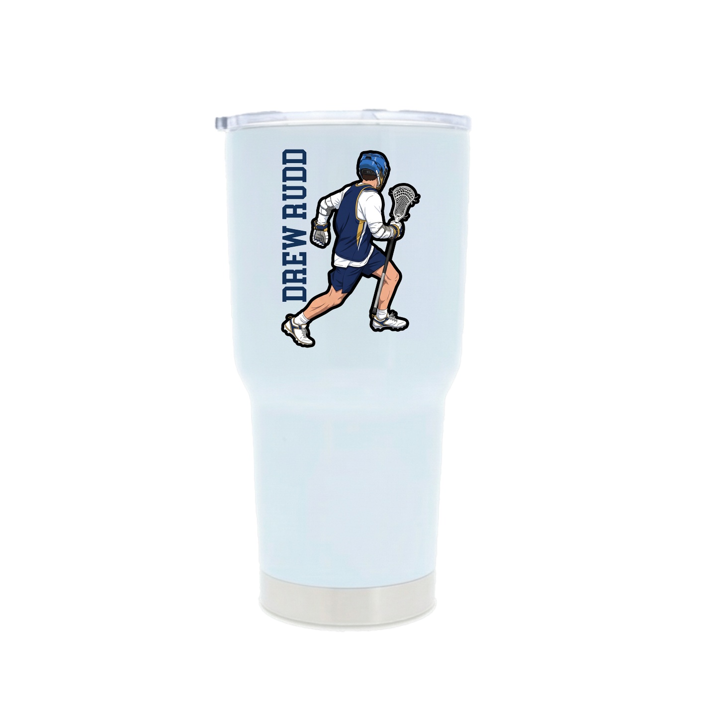 30oz Stainless Steel Tumbler — Name Vertical in White