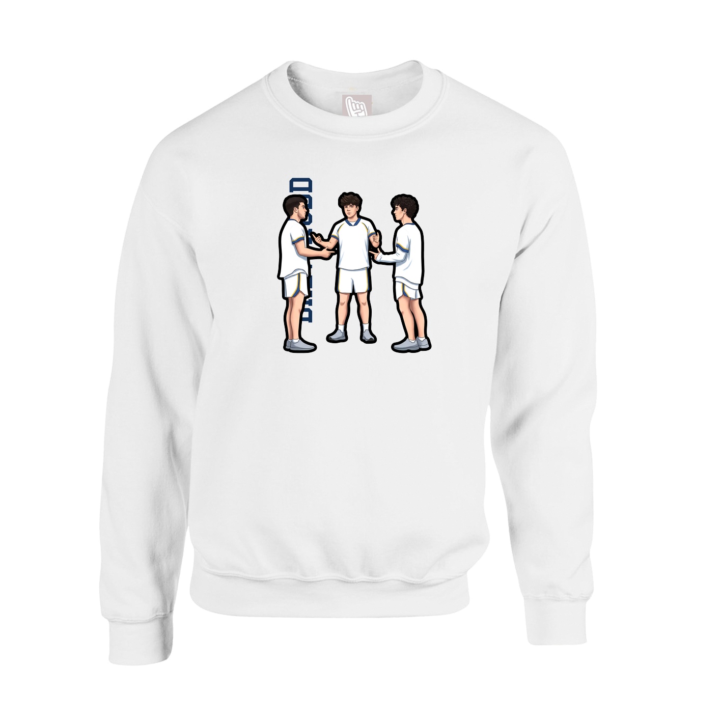 Fleece Crew — Name Vertical in White