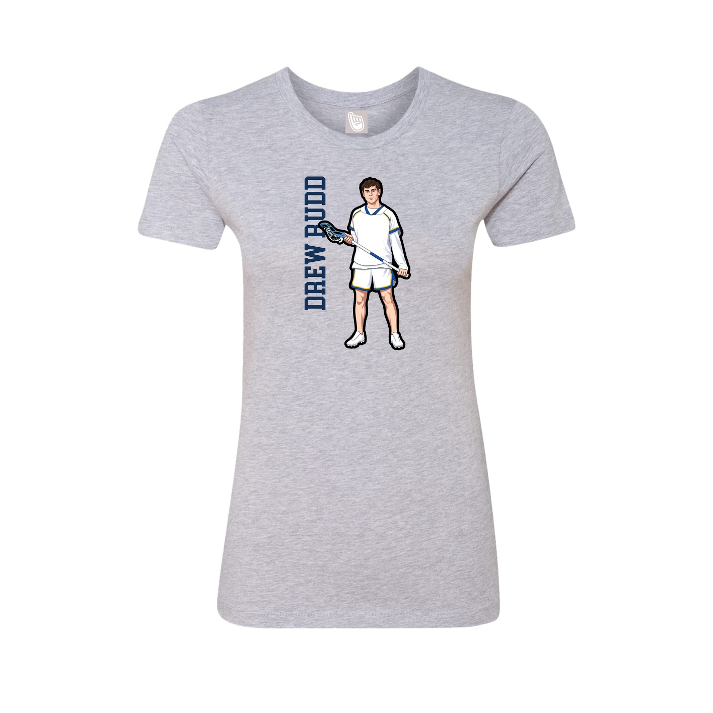 Fitted Women's Tee — Name Vertical in Grey