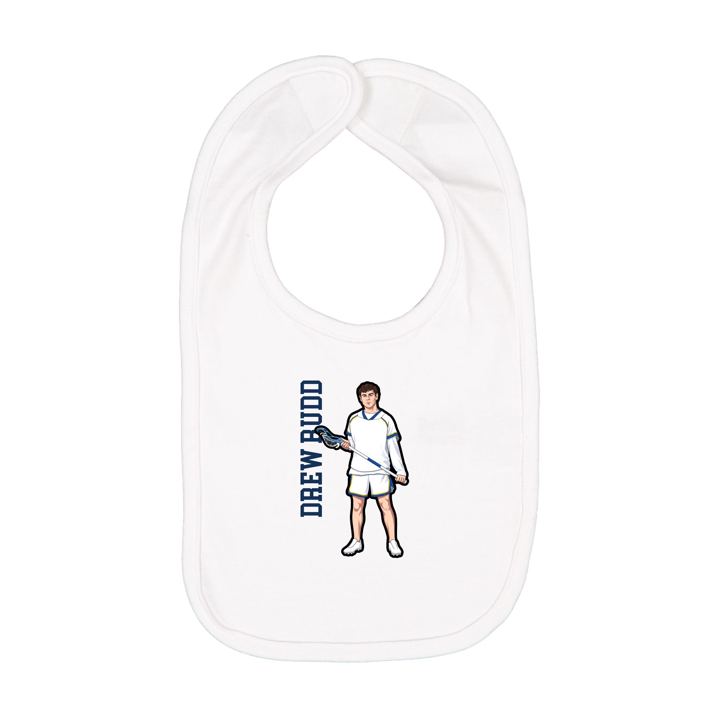 Infant Bib — Name Vertical in White