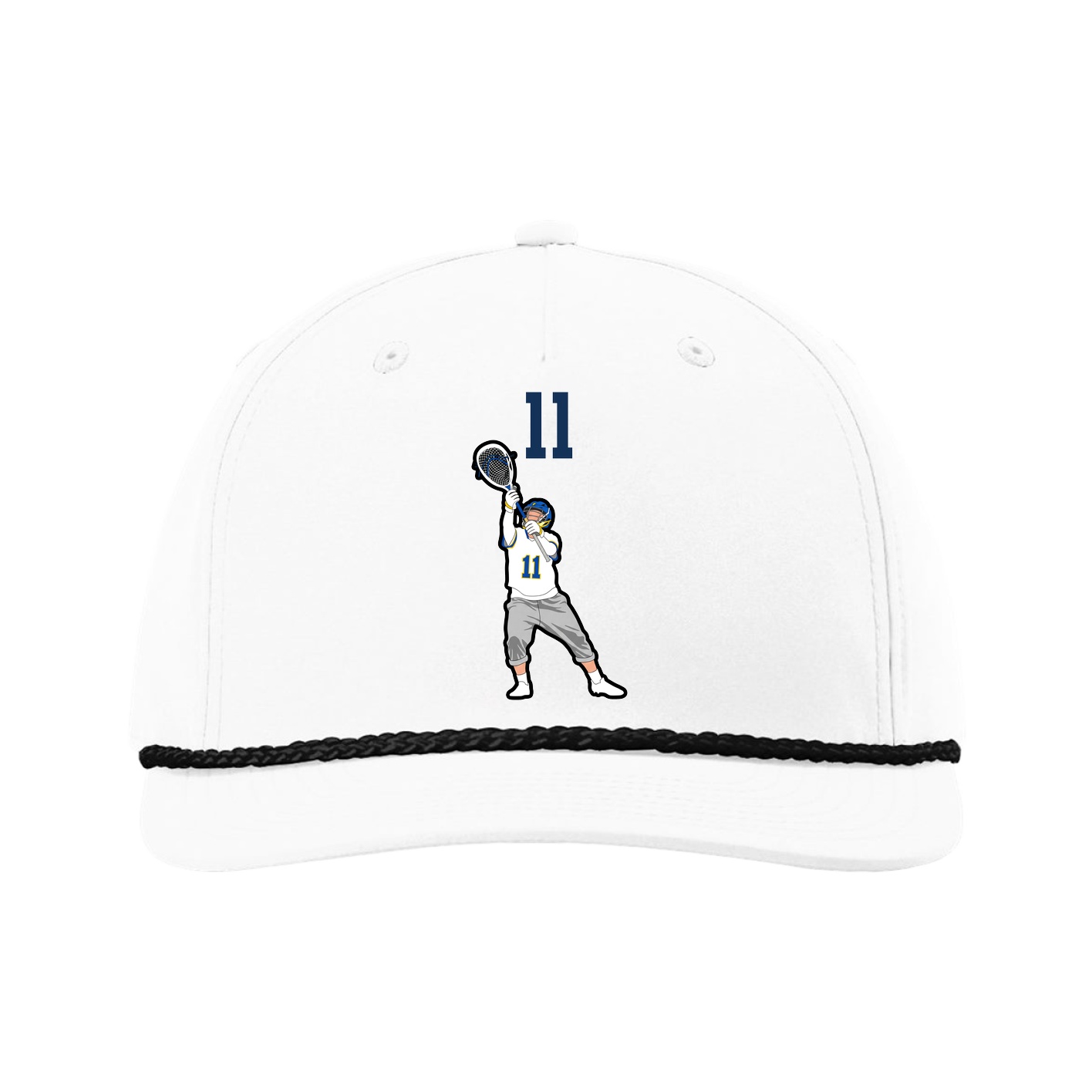 Five-Panel Classic Rope Cap — Number Top in White