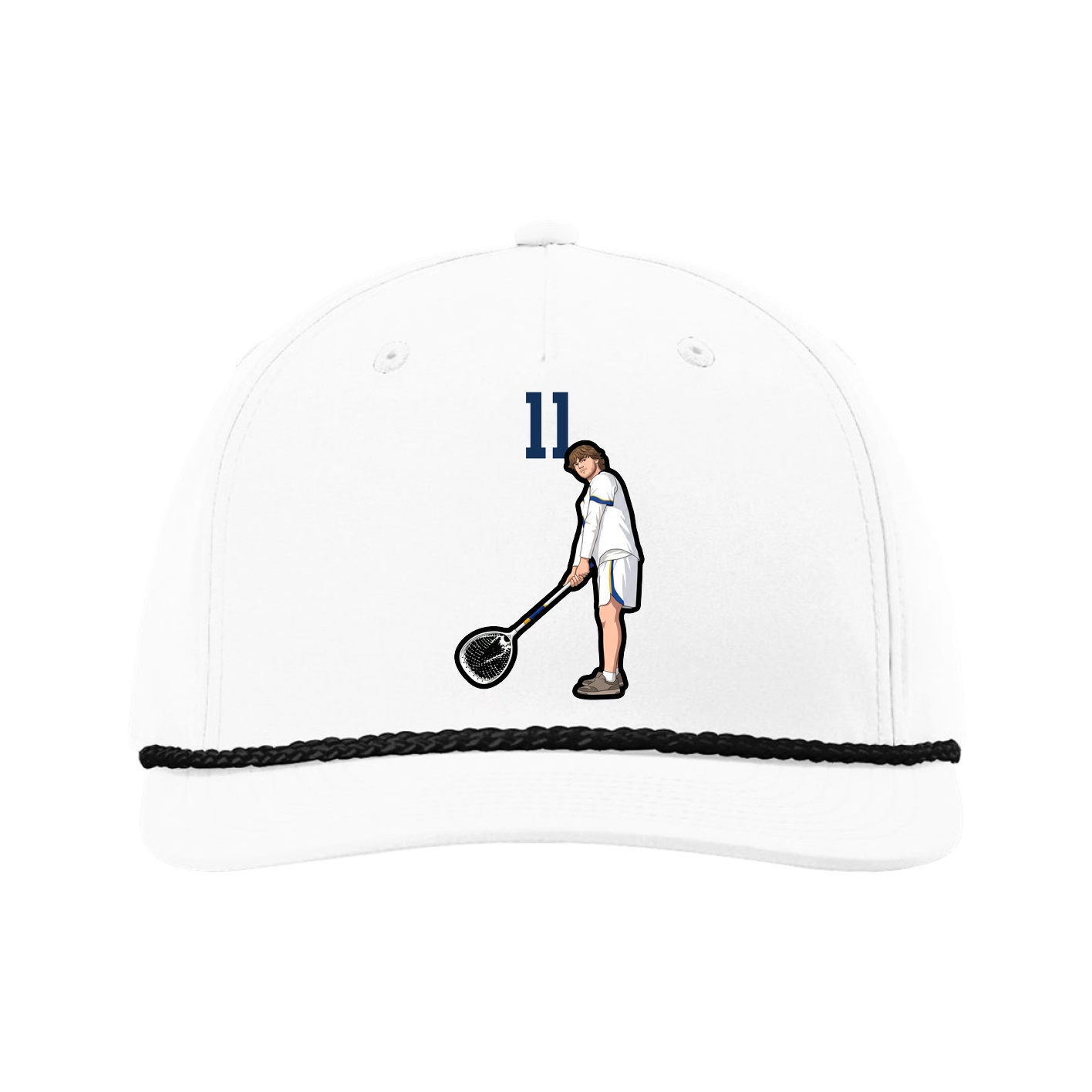 Five-Panel Classic Rope Cap — Number Top in White