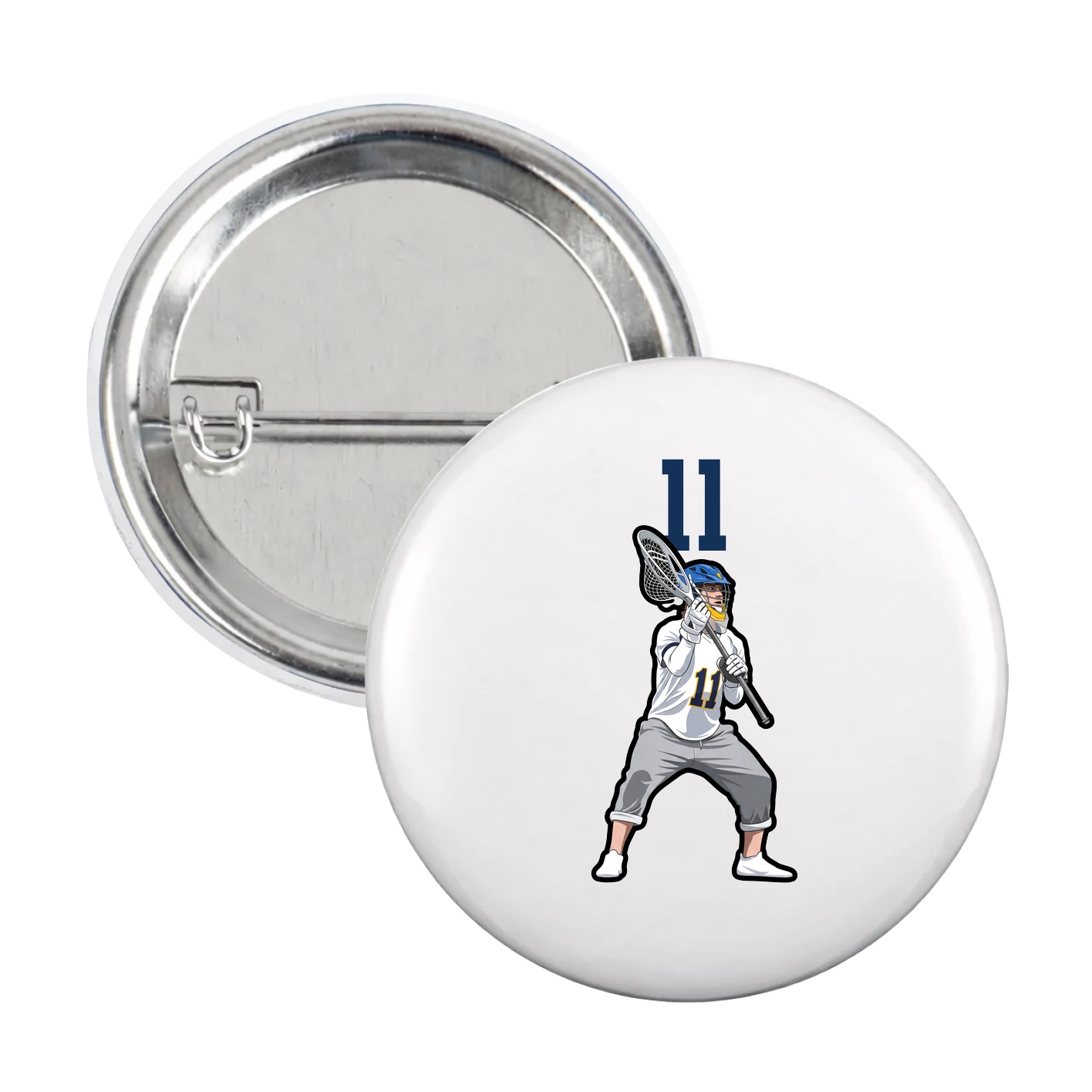Game Day Button — Number Top in White