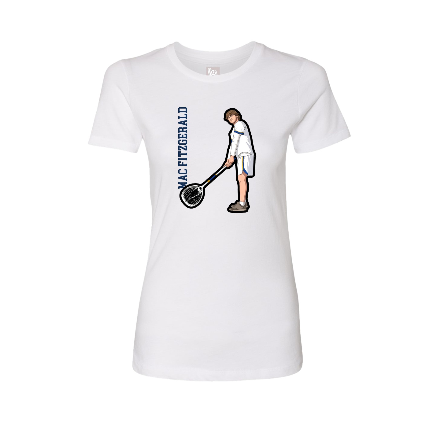 Fitted Women's Tee — Name Vertical in White