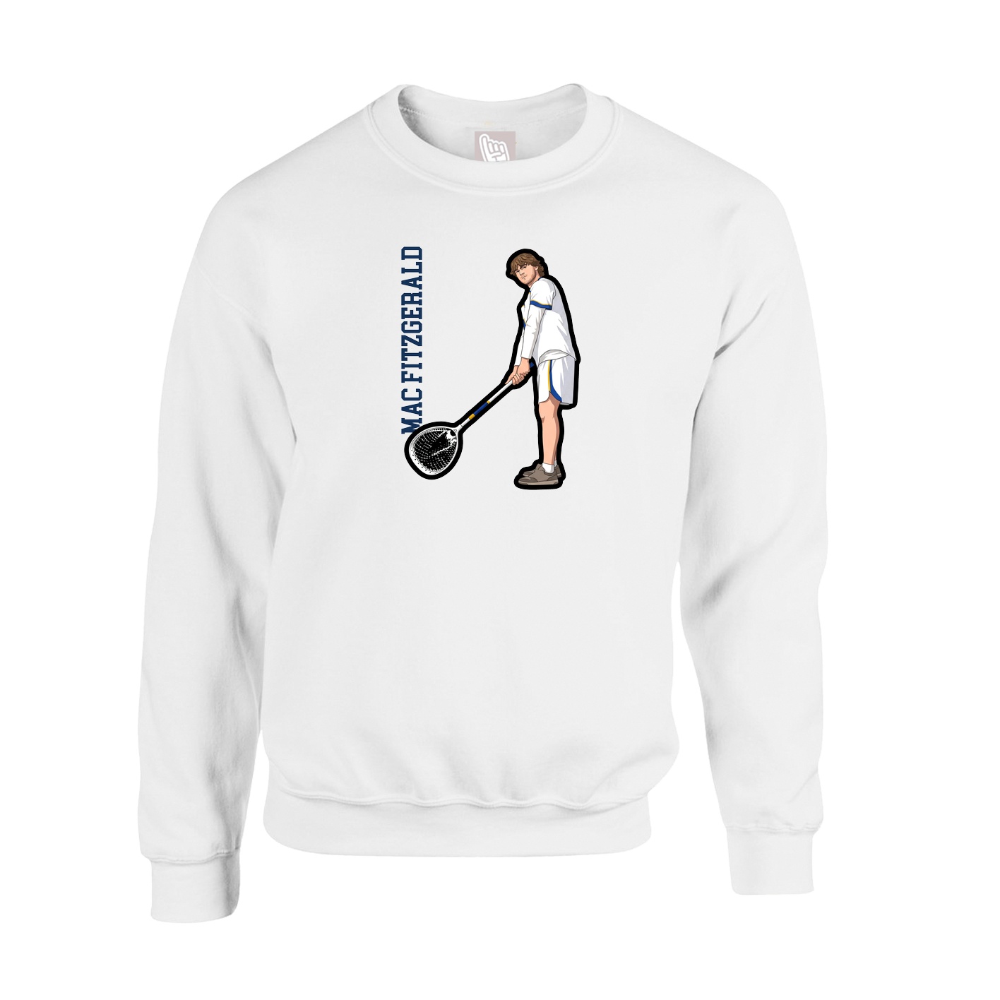 Fleece Crew — Name Vertical in White