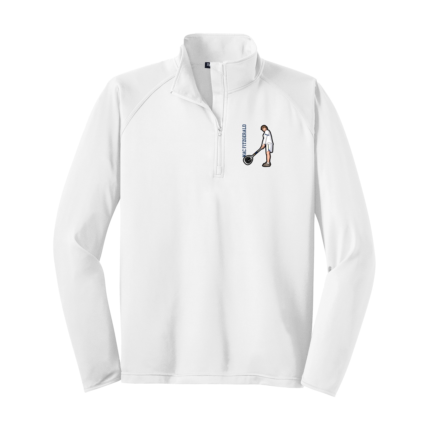 Q-Zip Pullover — Name Vertical in White