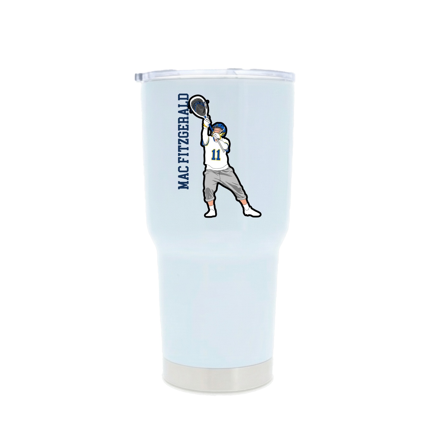 30oz Stainless Steel Tumbler — Name Vertical in White