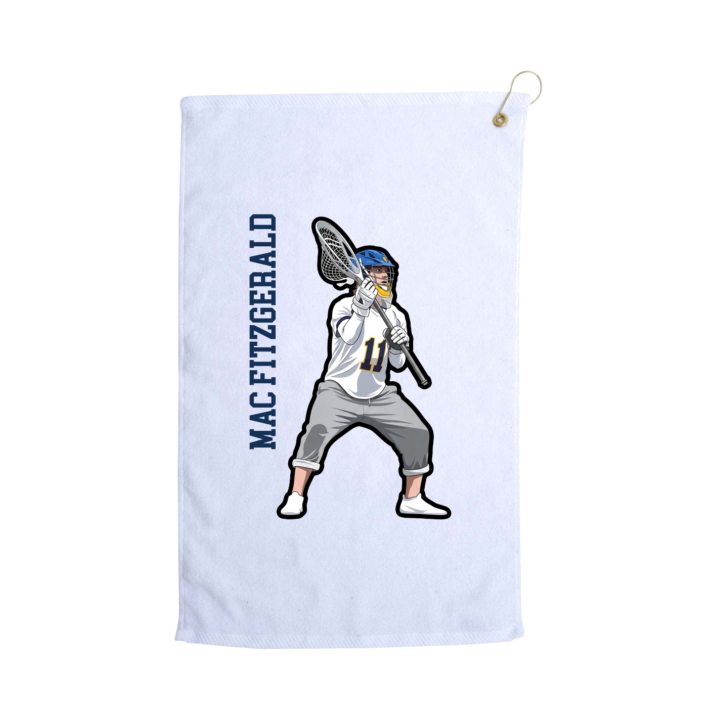 Golf Towel — Name Vertical in White