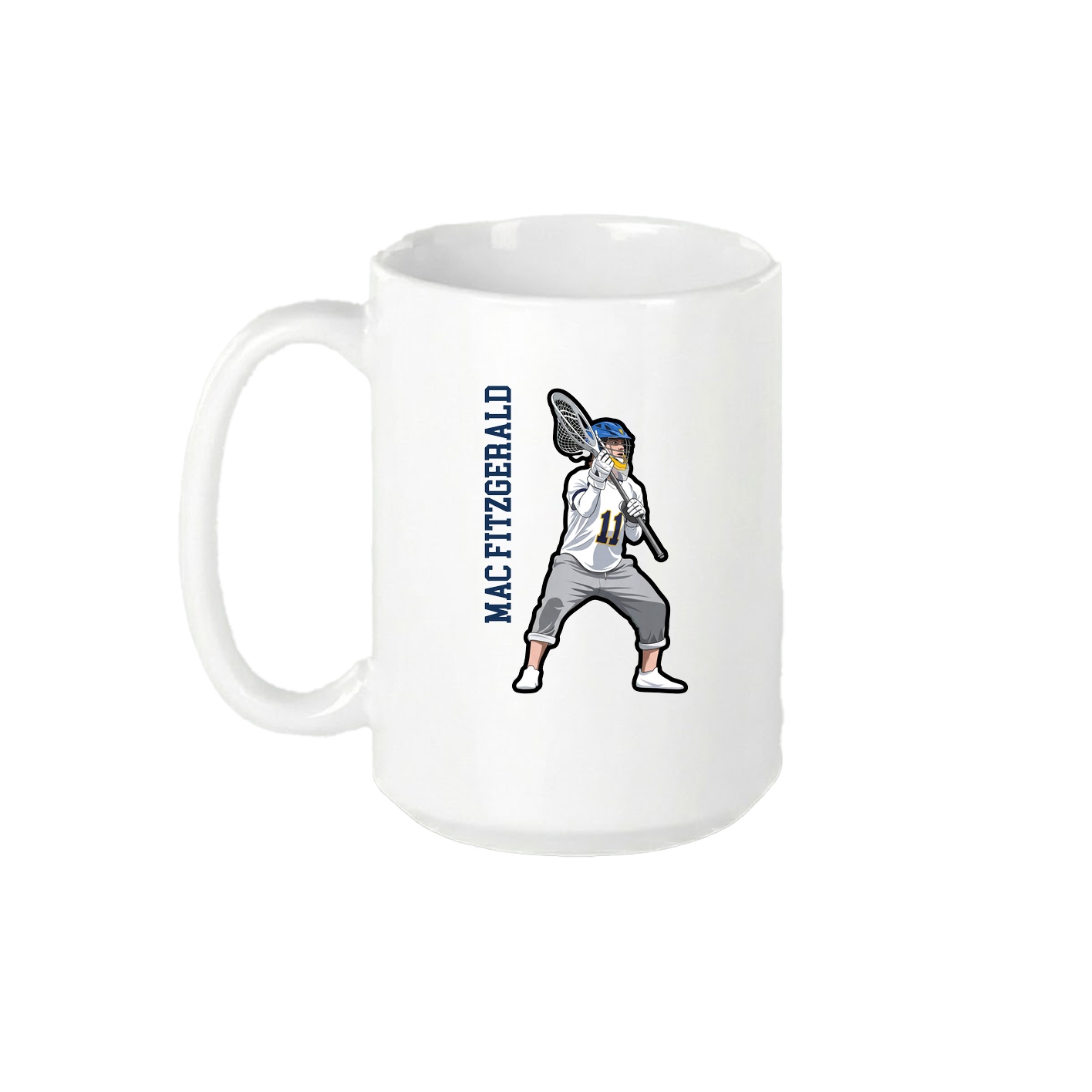15oz Coffee Mug — Name Vertical in White
