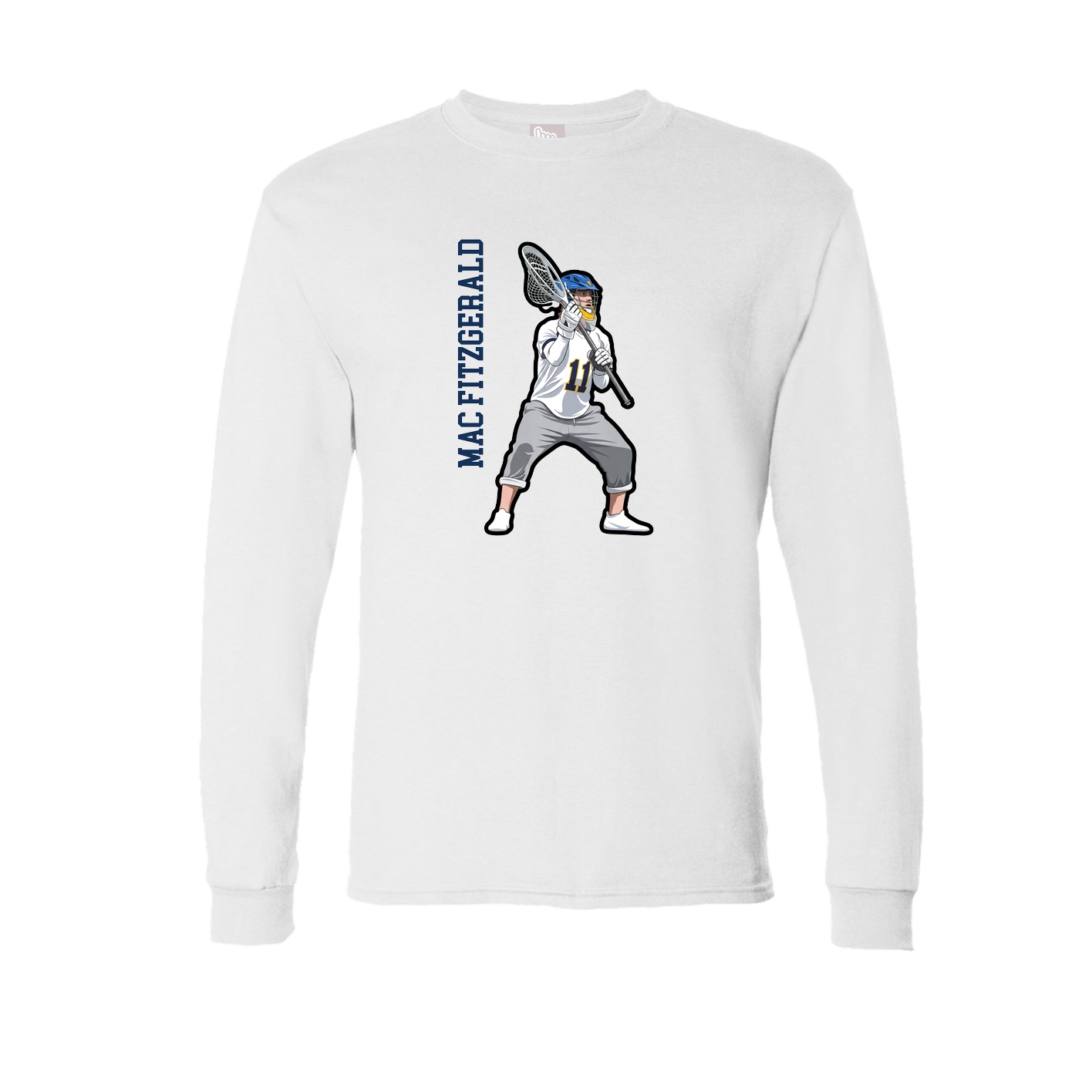 Long Sleeve Tee — Name Vertical in White