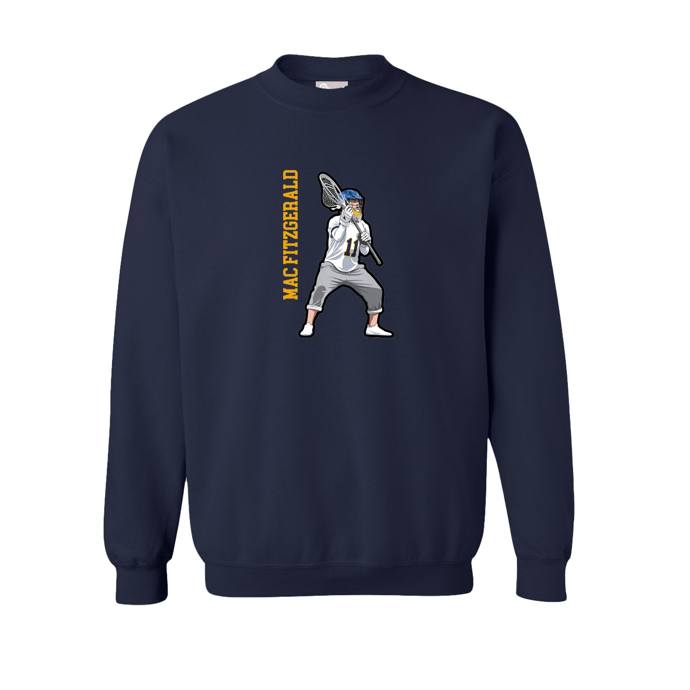 Fleece Crew — Name Vertical in Navy