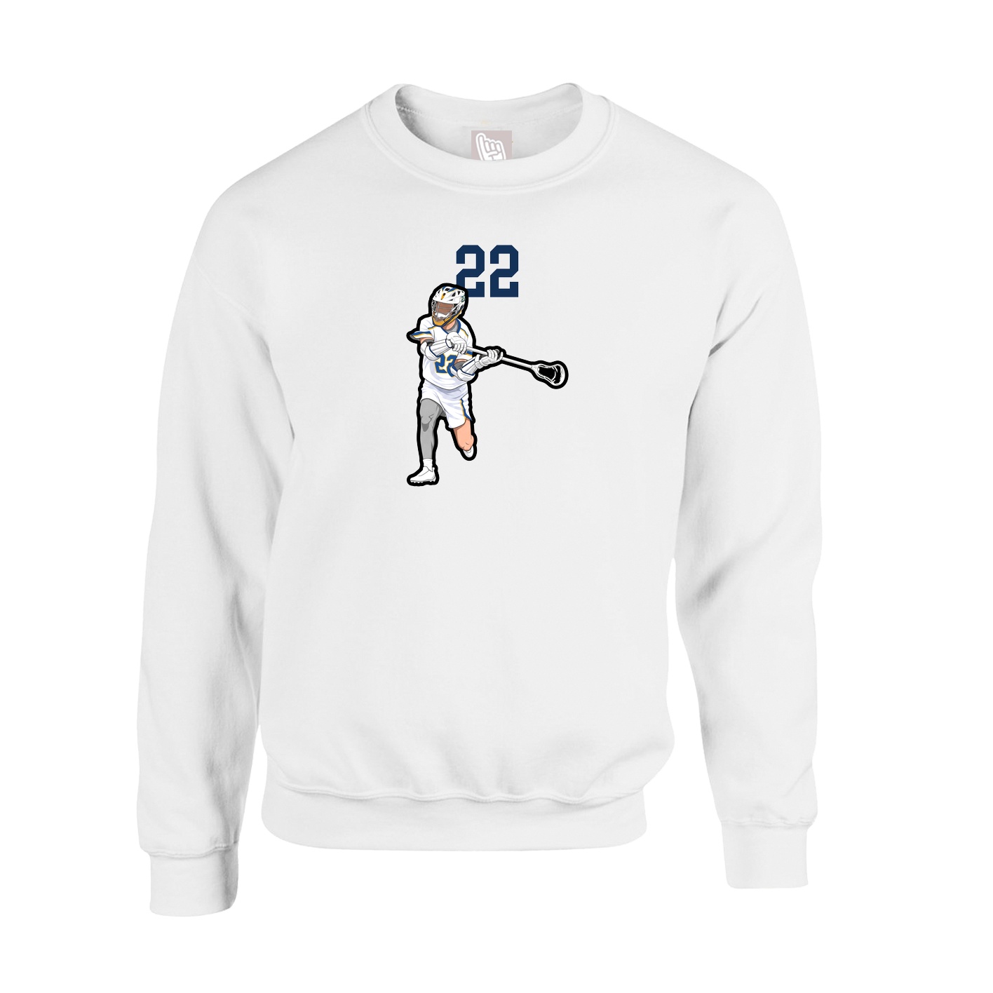 Fleece Crew — Number Top in White