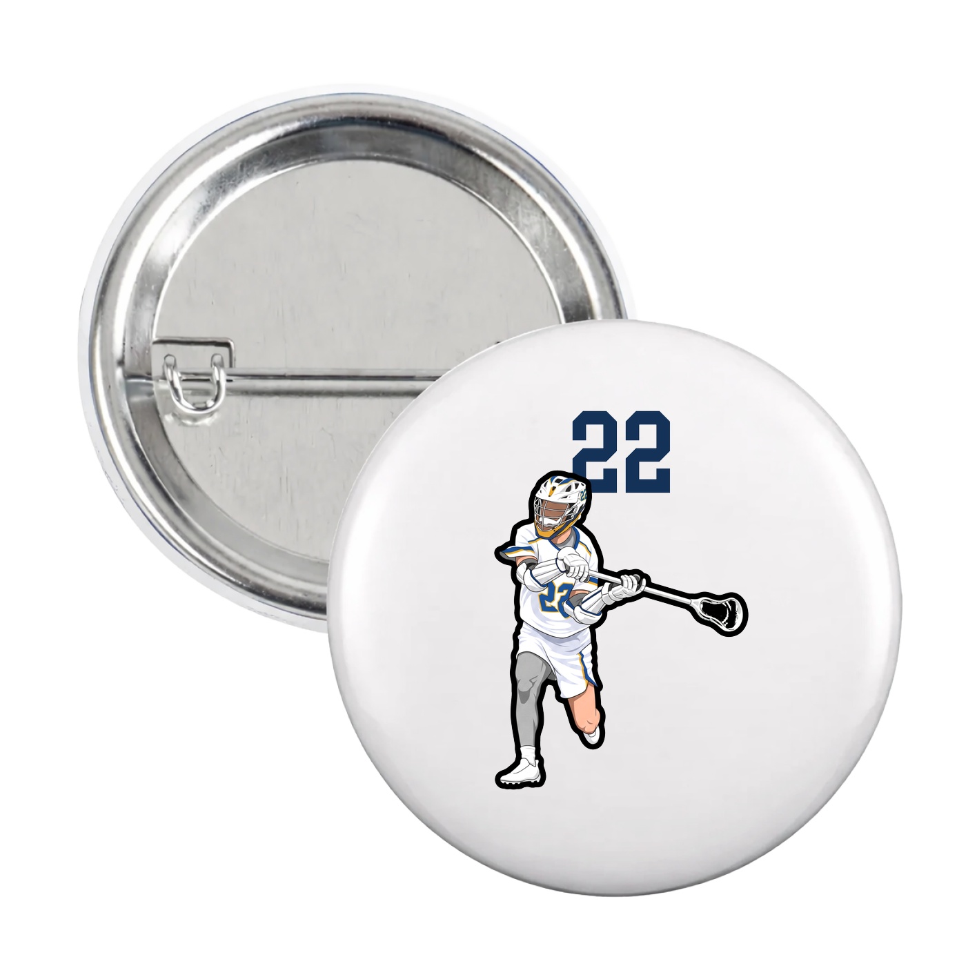 Game Day Button — Number Top in White