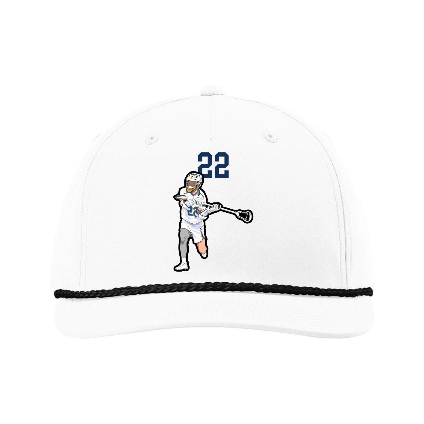 Five-Panel Classic Rope Cap — Number Top in White