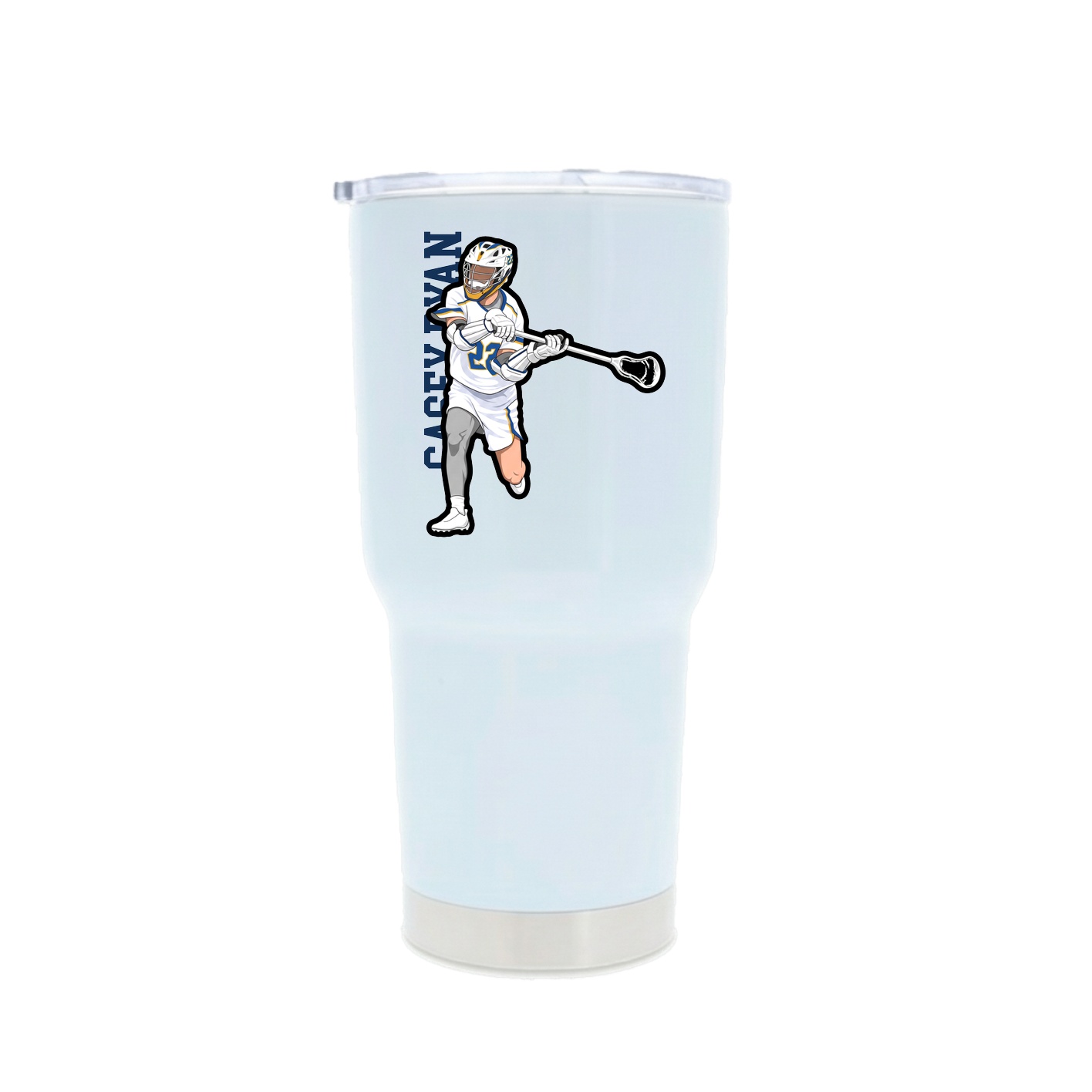 30oz Stainless Steel Tumbler — Name Vertical in White
