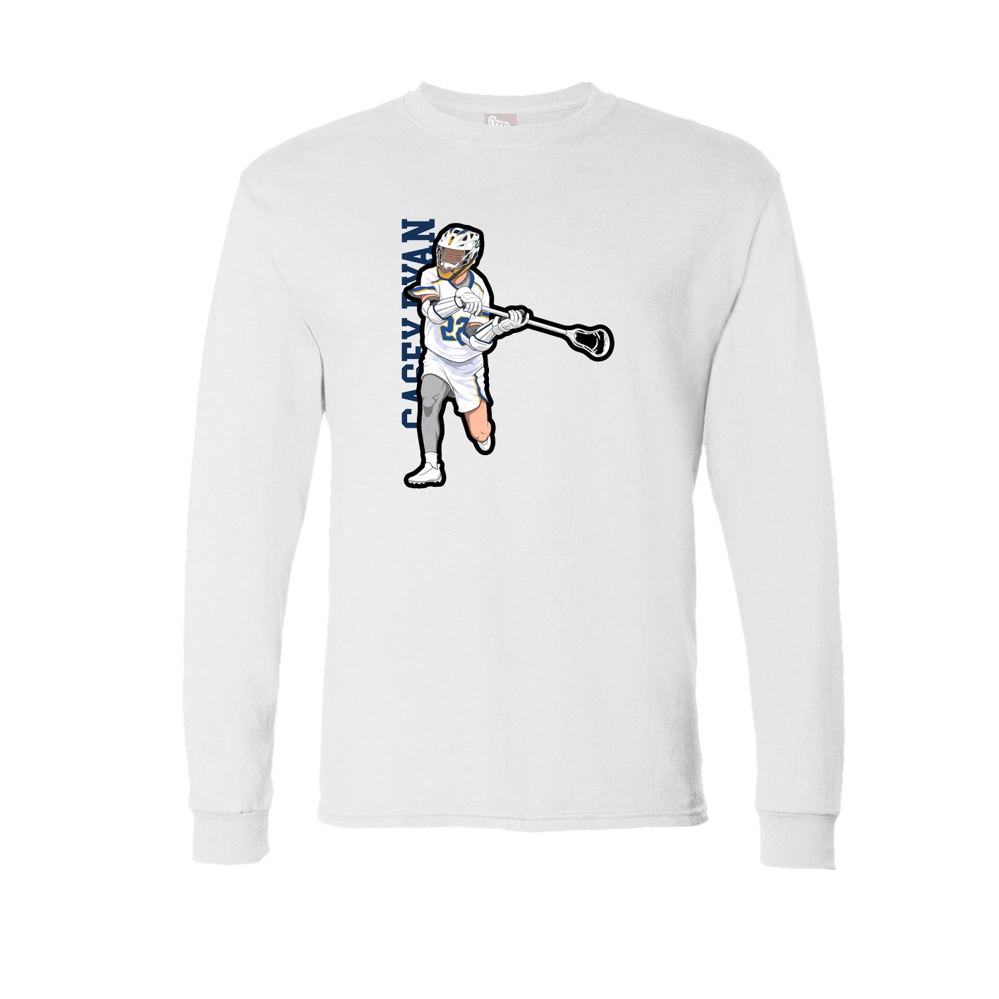 Long Sleeve Tee — Name Vertical in White