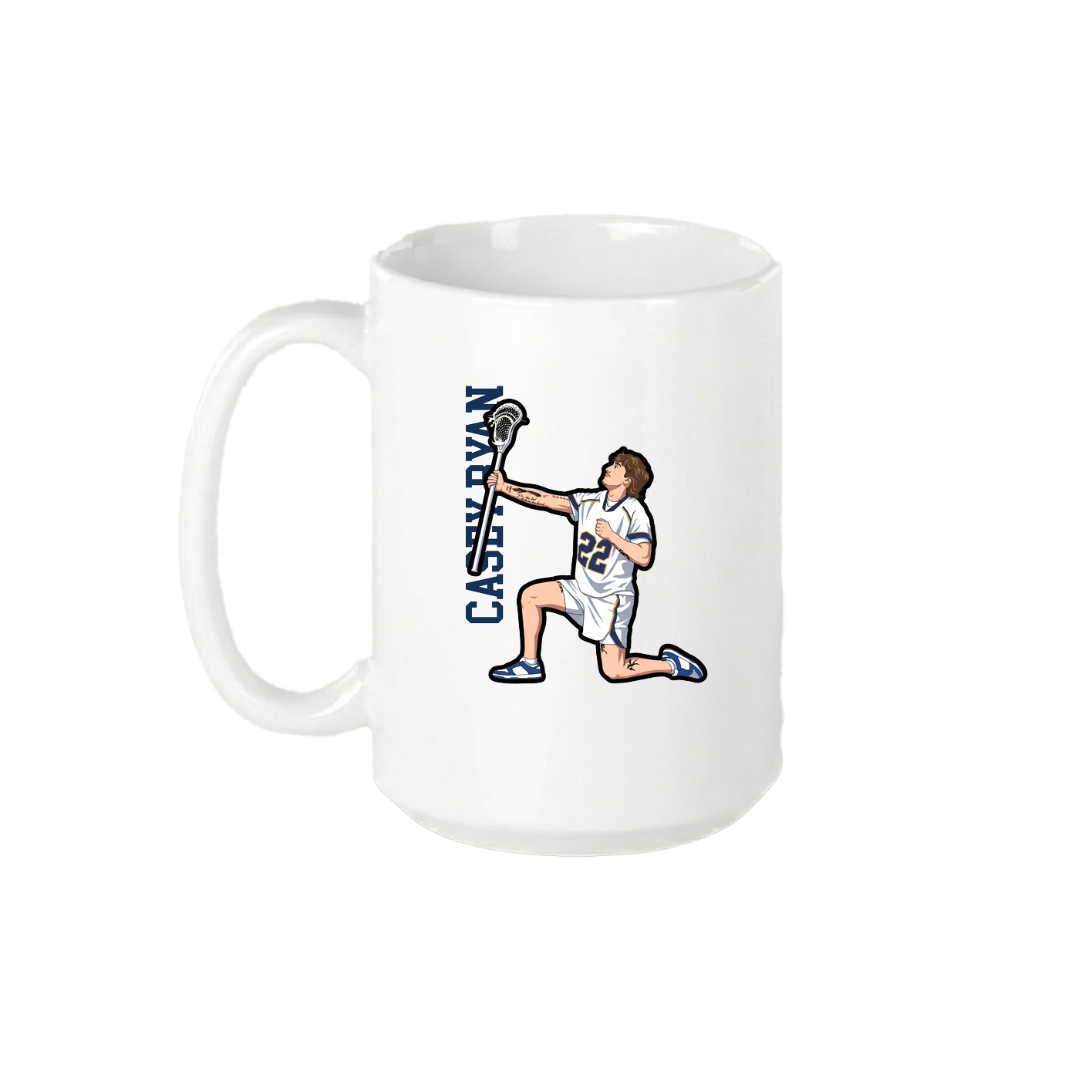 15oz Coffee Mug — Name Vertical in White