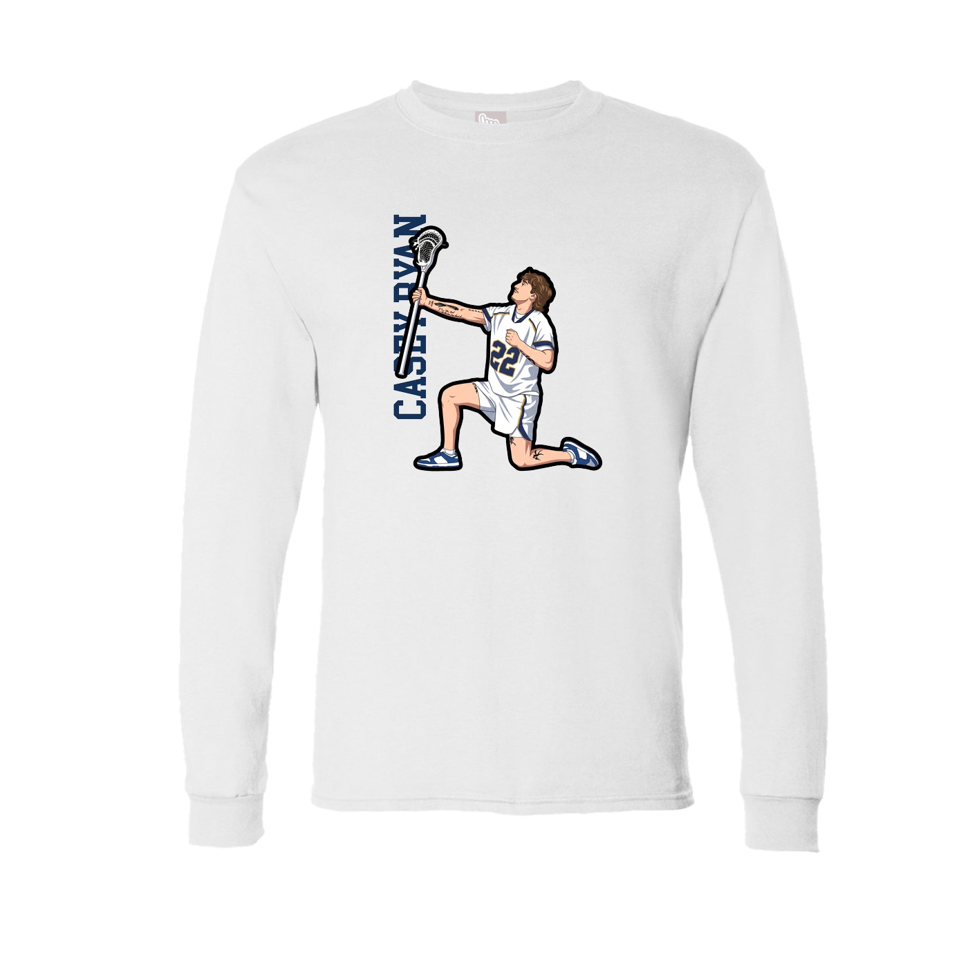 Long Sleeve Tee — Name Vertical in White