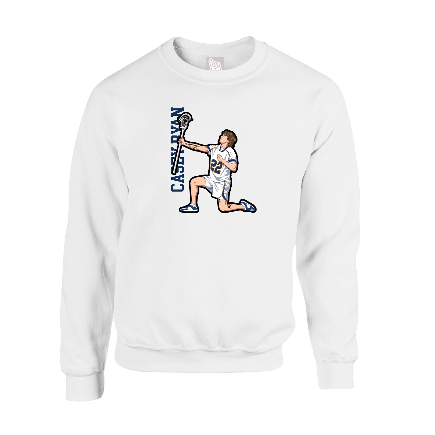 Fleece Crew — Name Vertical in White