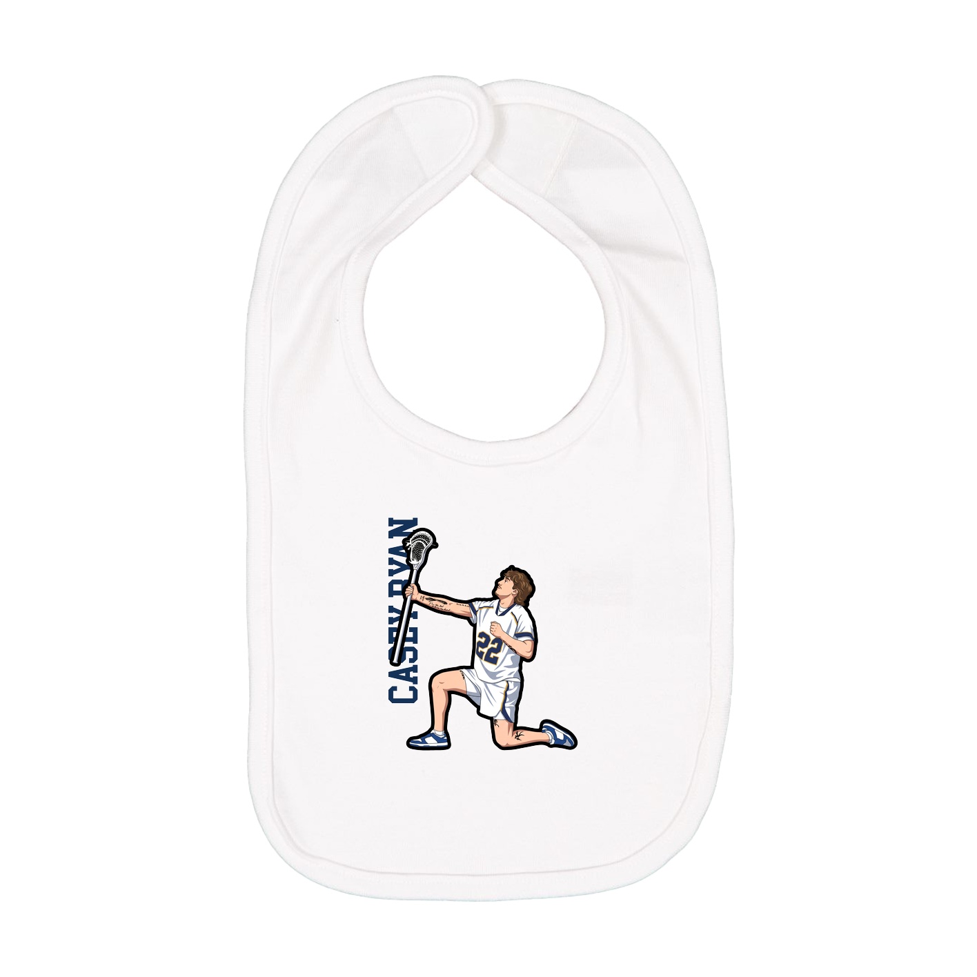 Infant Bib — Name Vertical in White