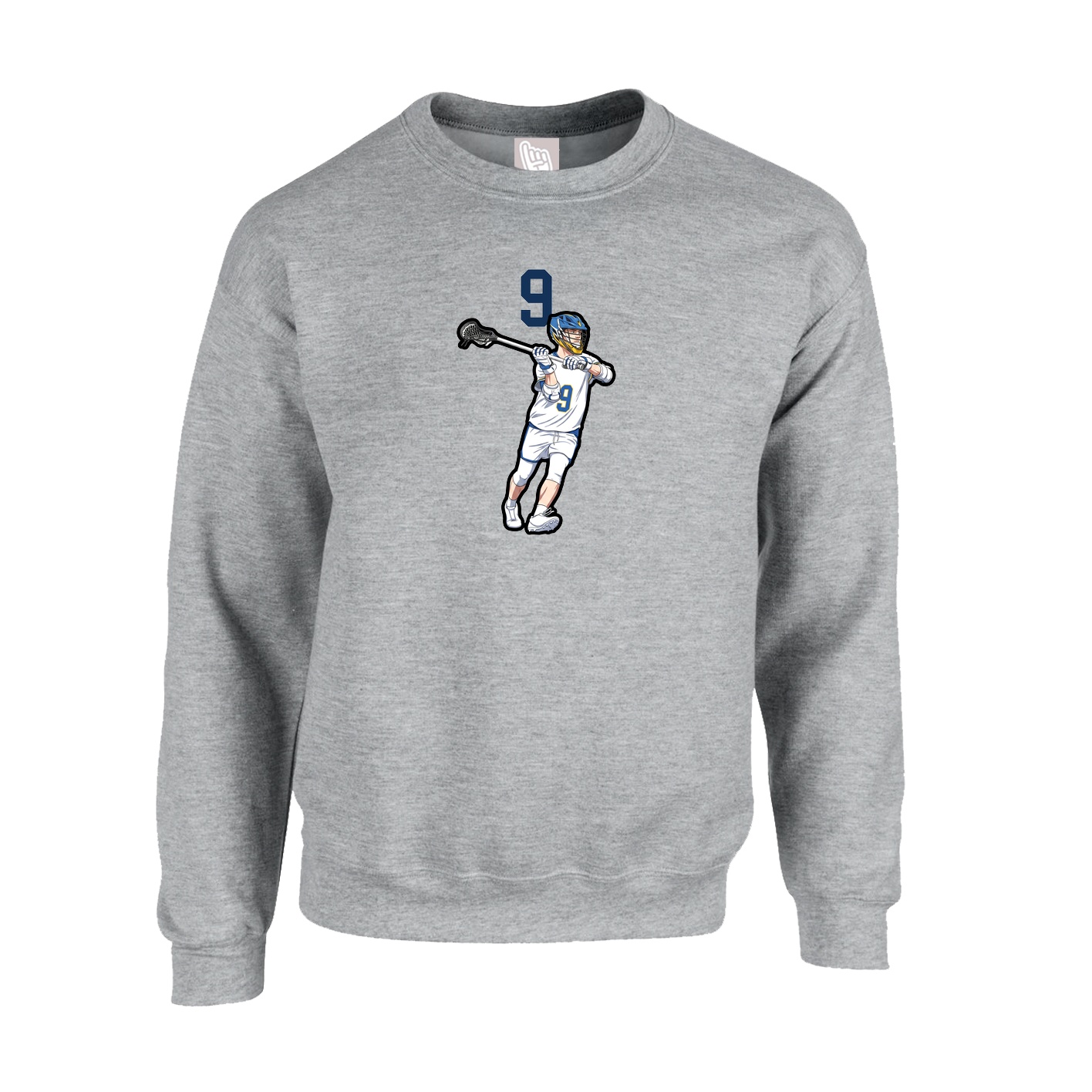 Fleece Crew — Number Top in Grey