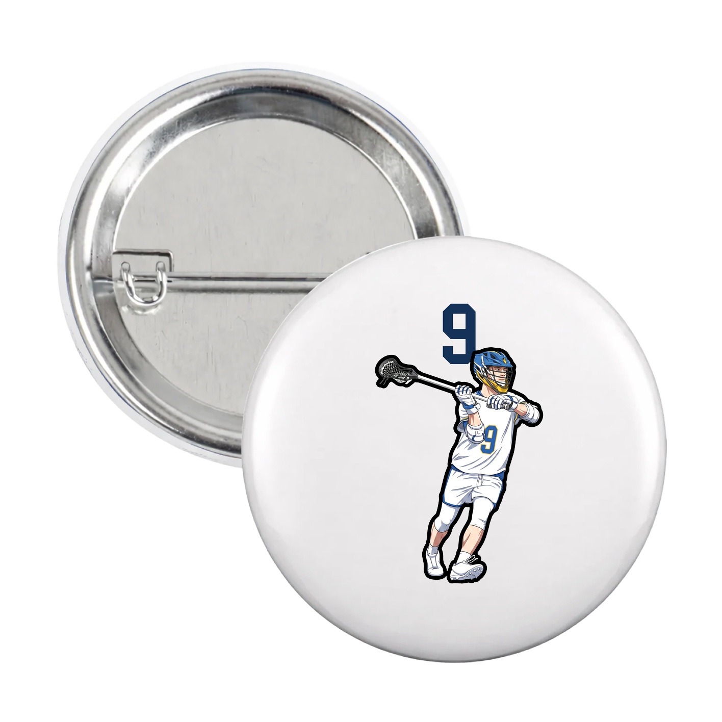 Game Day Button — Number Top in White