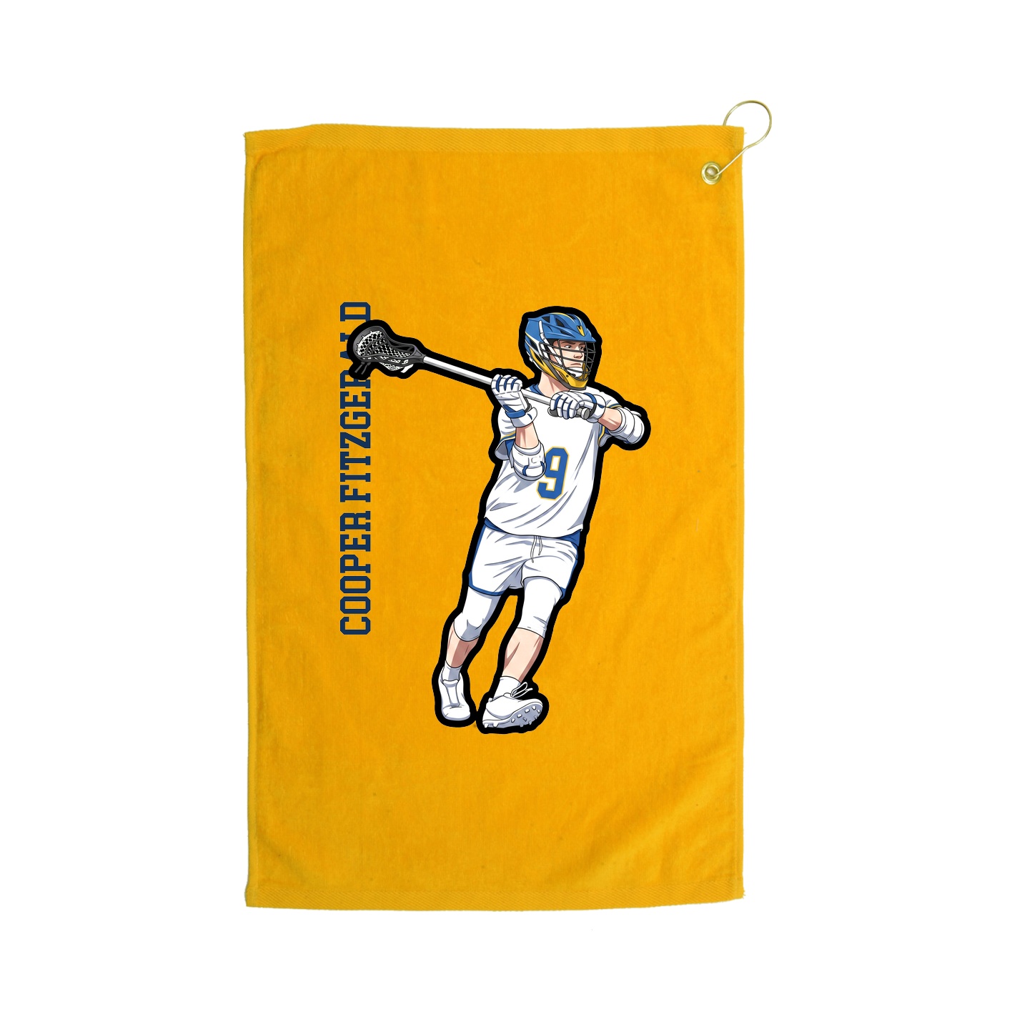 Golf Towel — Name Vertical in Gold