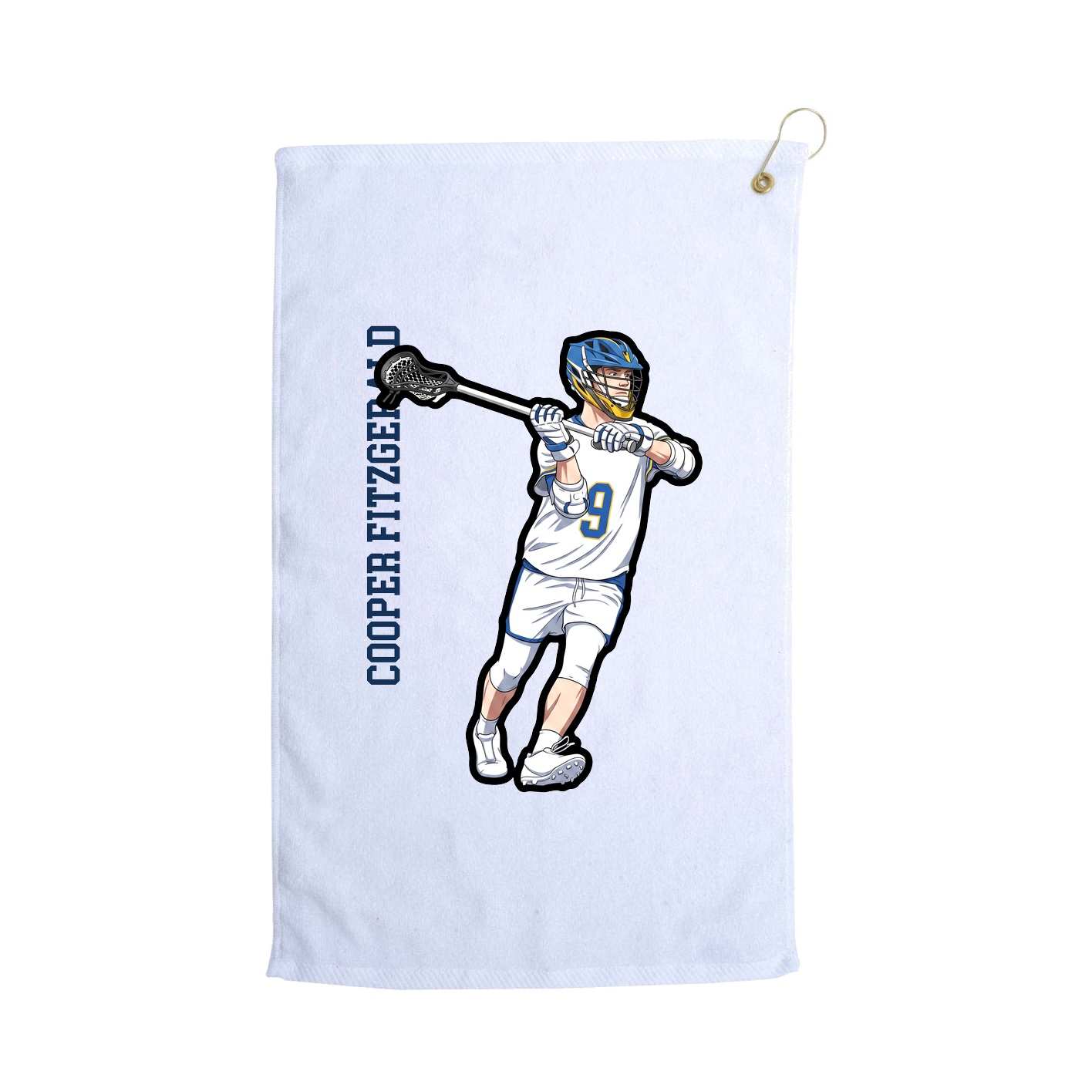 Golf Towel — Name Vertical in White