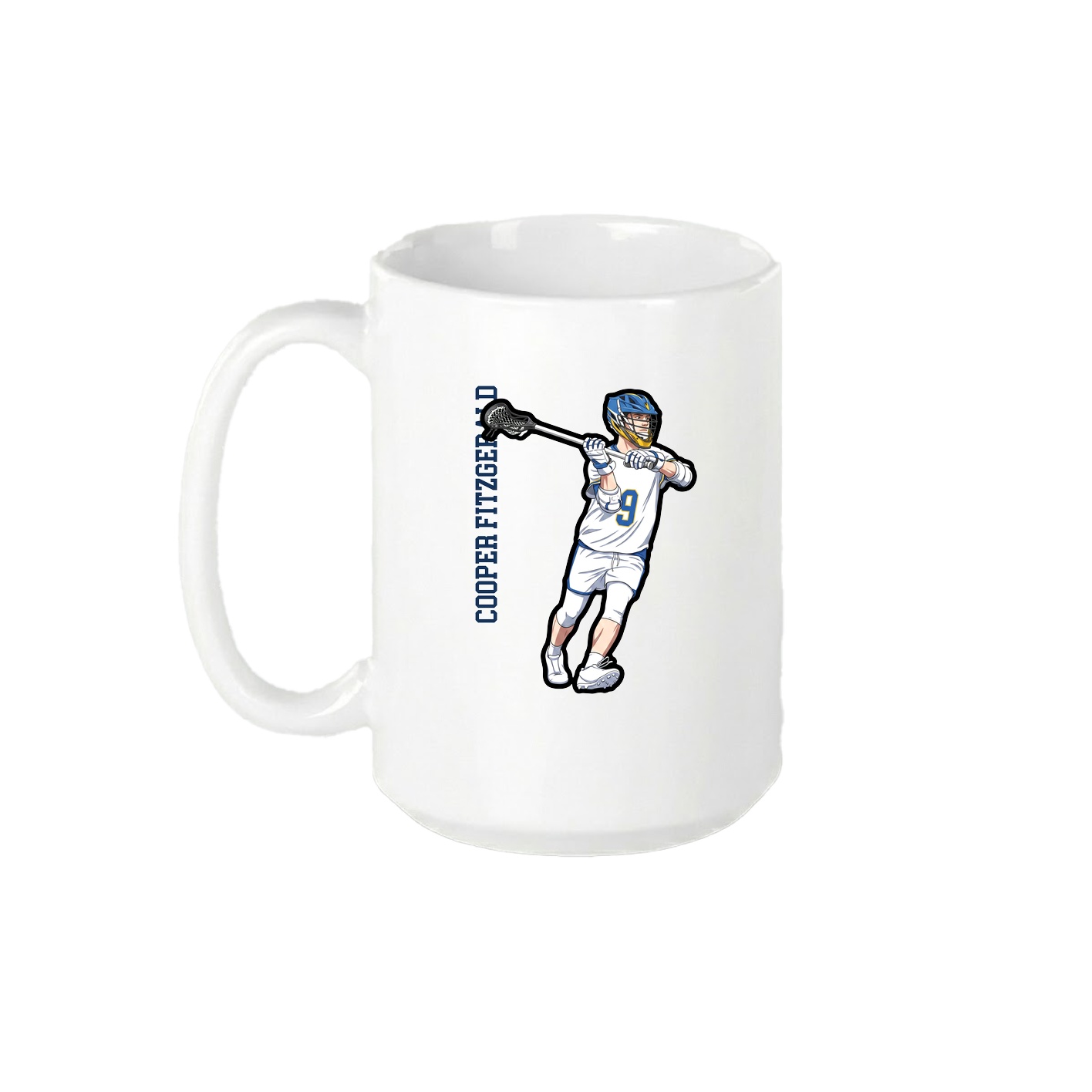 15oz Coffee Mug — Name Vertical in White