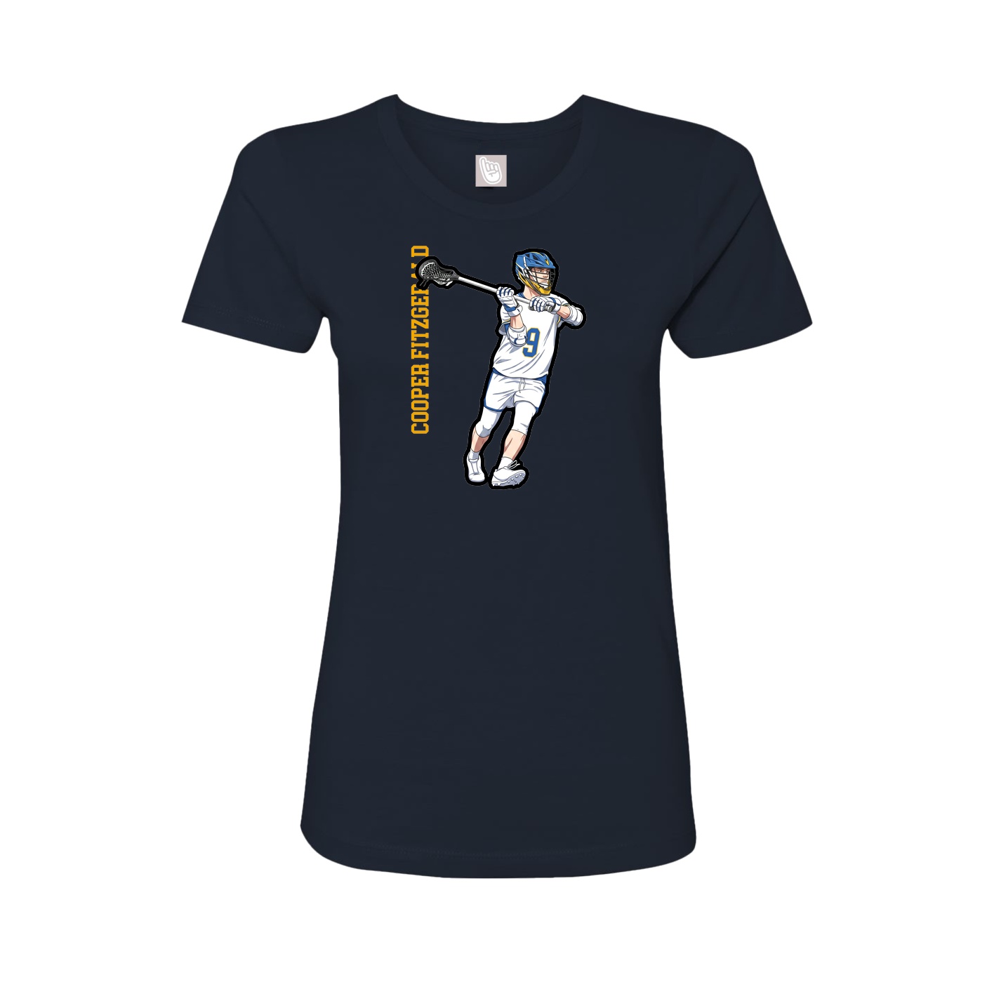Fitted Women's Tee — Name Vertical in Navy