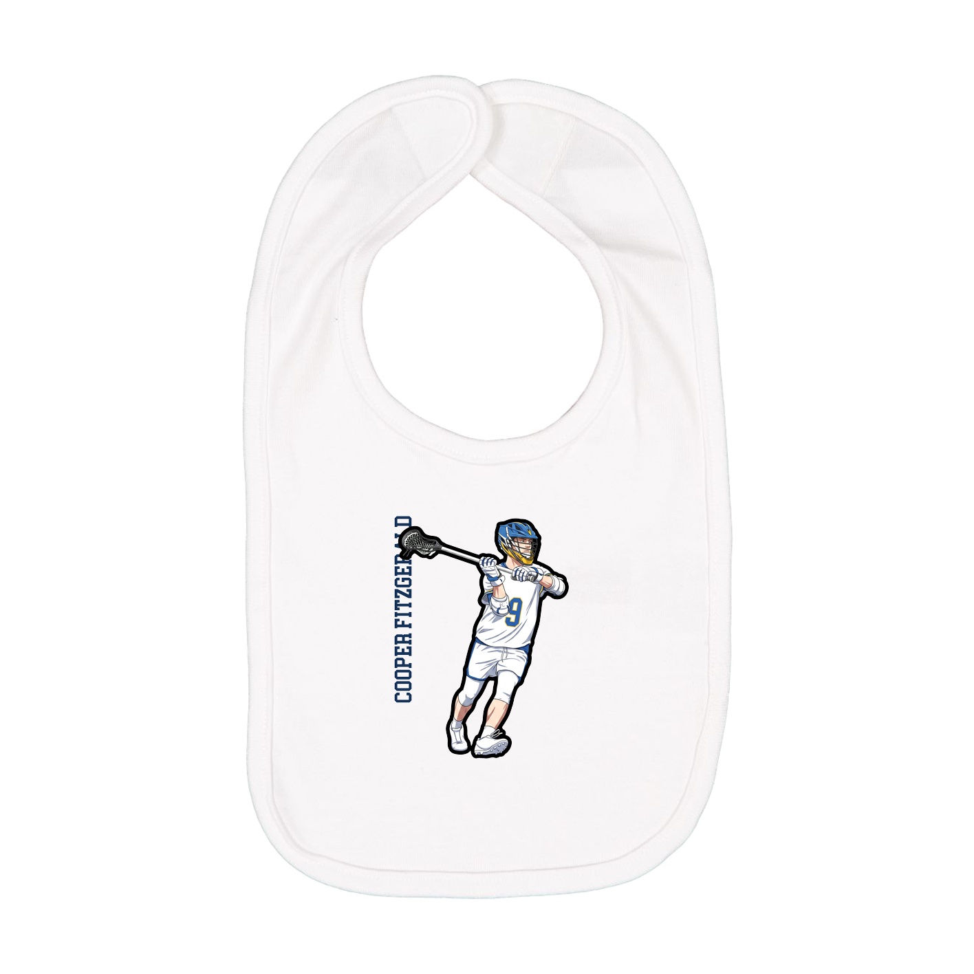 Infant Bib — Name Vertical in White