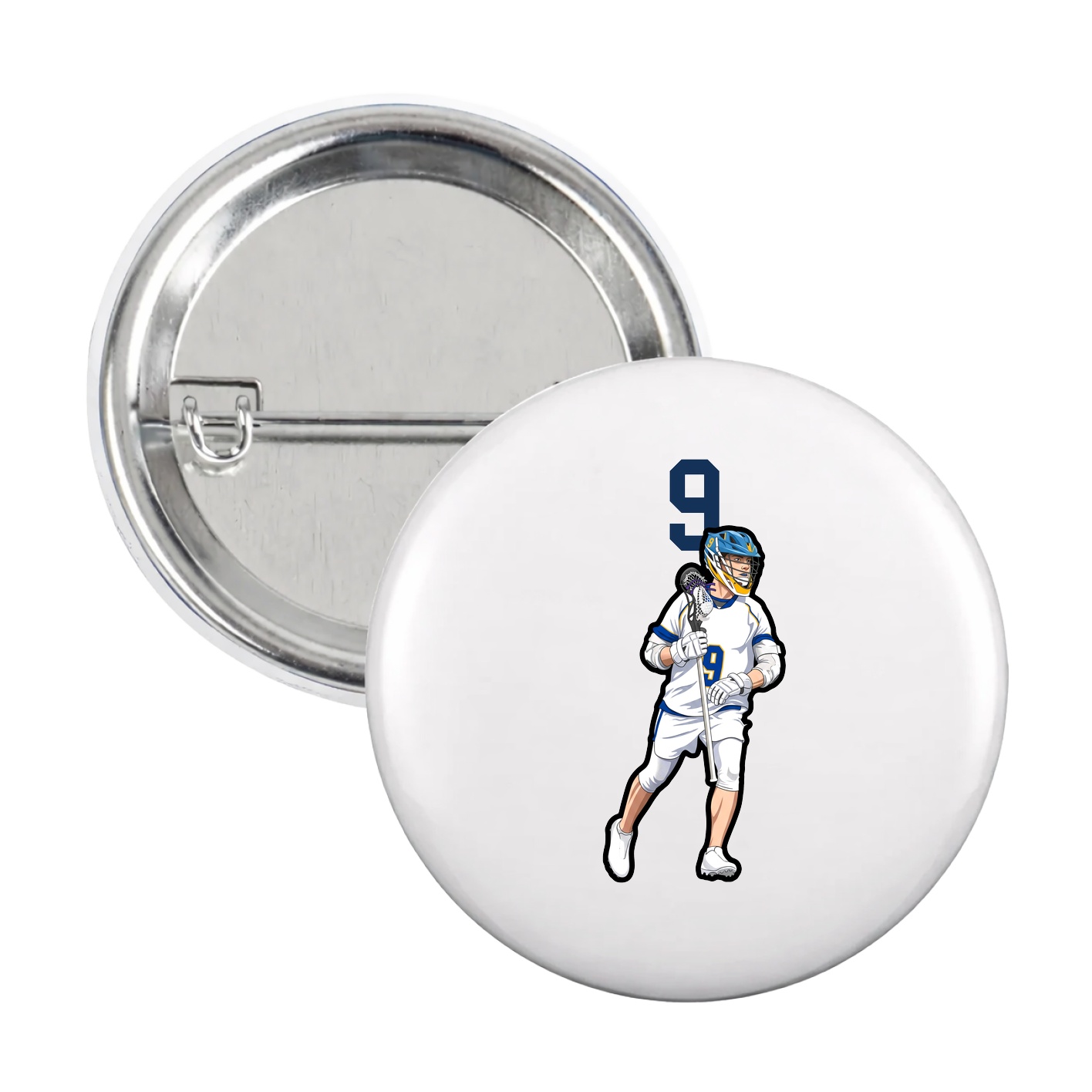 Game Day Button — Number Top in White