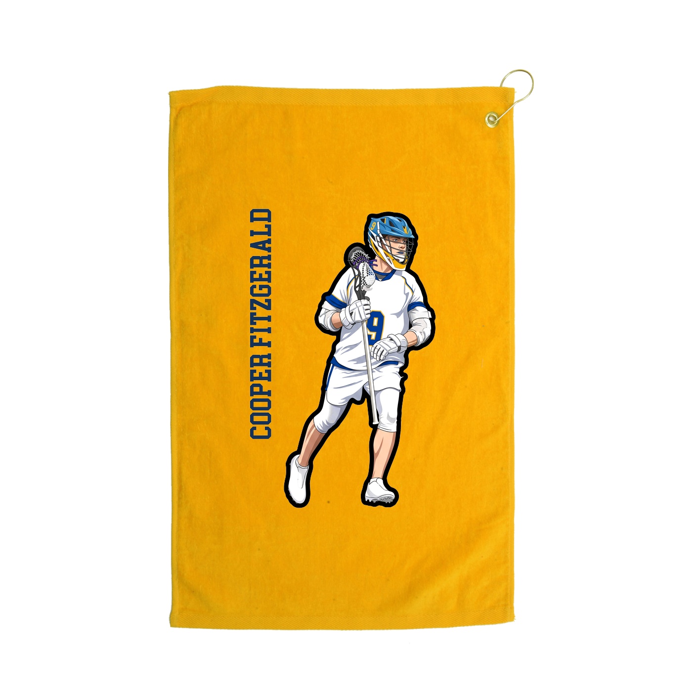 Golf Towel — Name Vertical in Gold