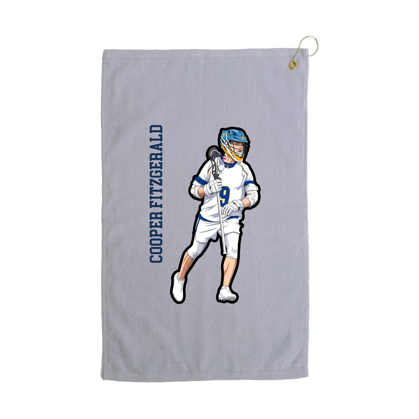 Golf Towel — Name Vertical in Grey