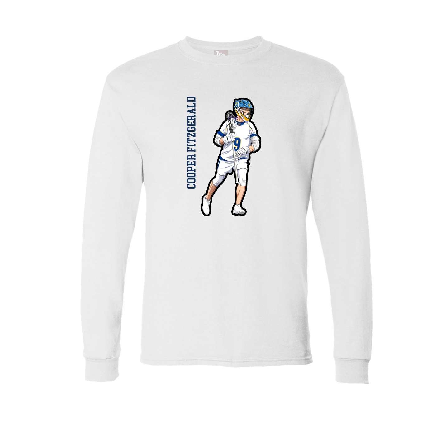 Long Sleeve Tee — Name Vertical in White