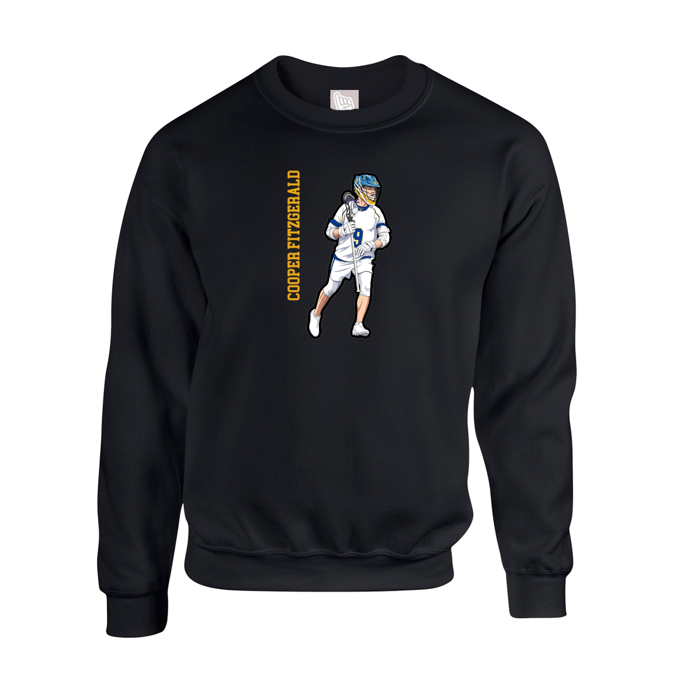 Fleece Crew — Name Vertical in Black