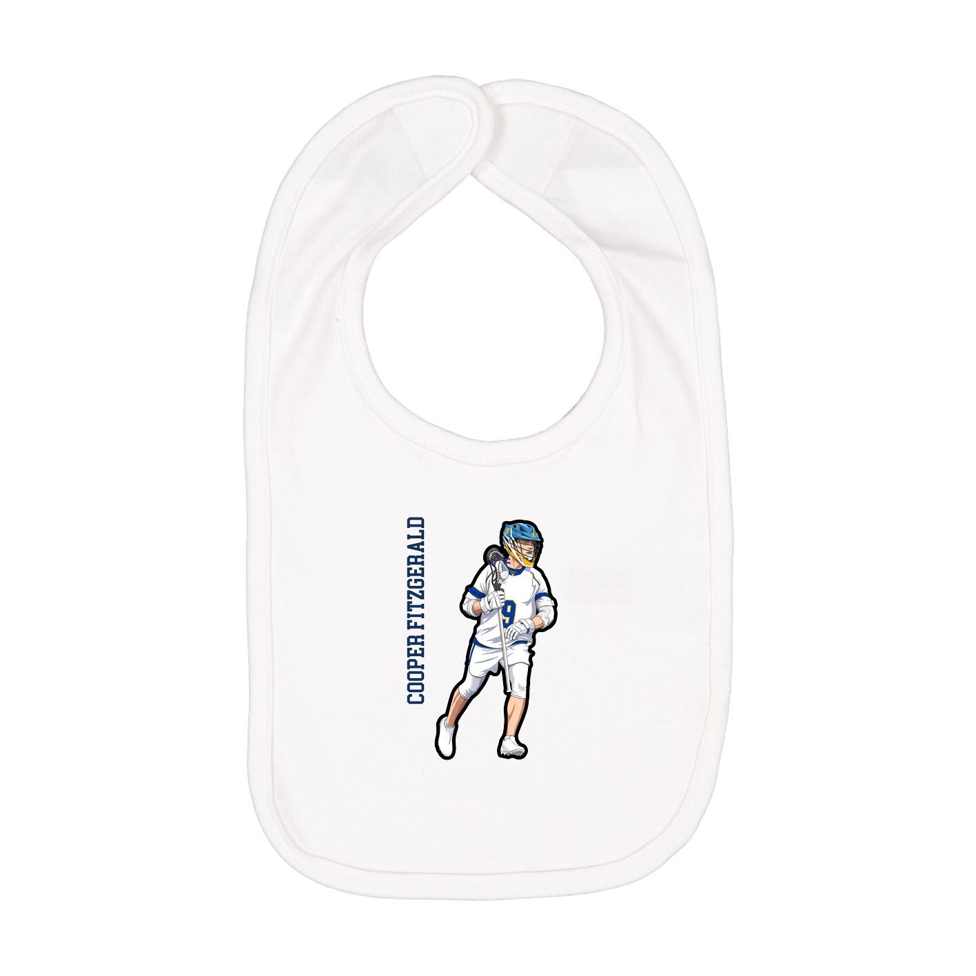 Infant Bib — Name Vertical in White