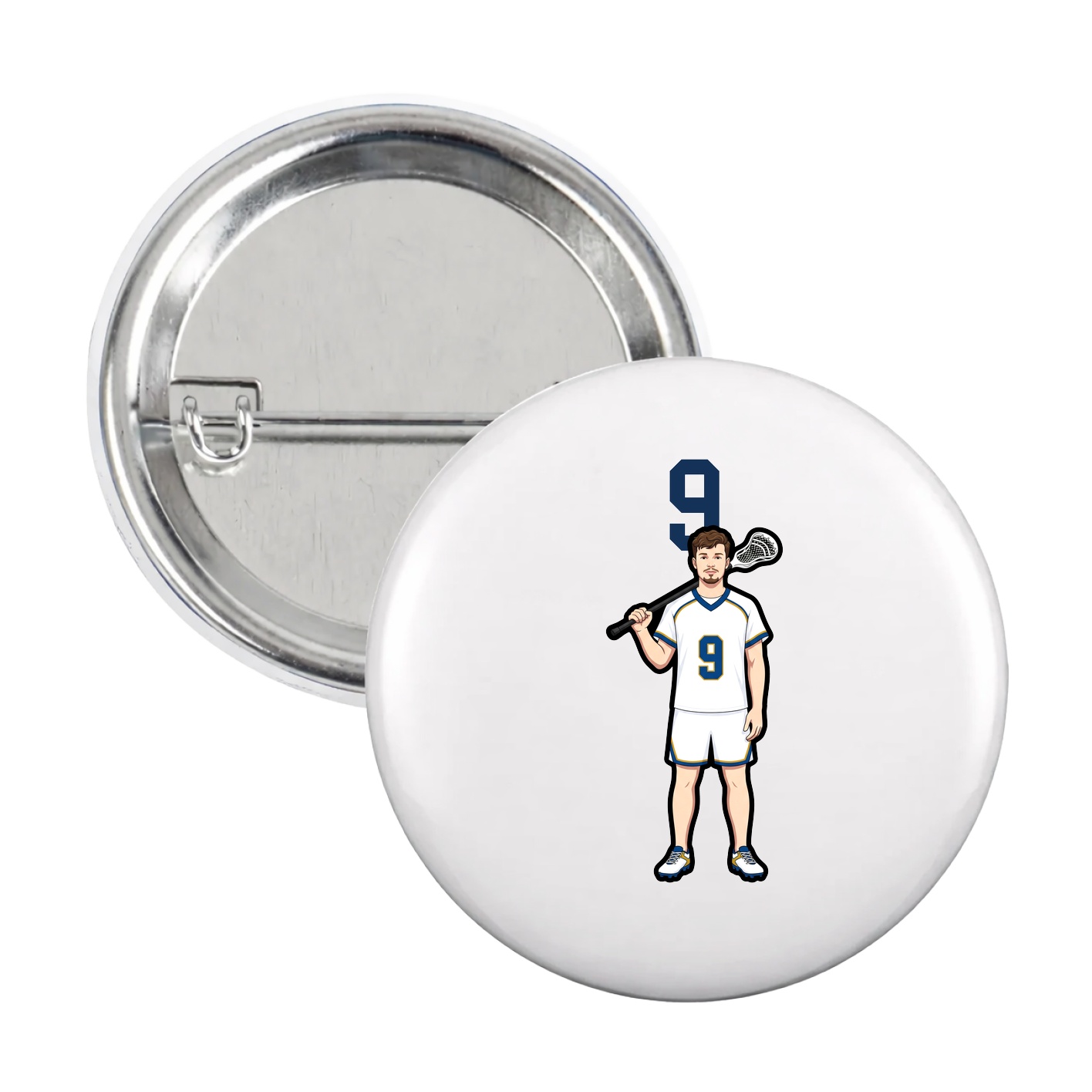 Game Day Button — Number Top in White