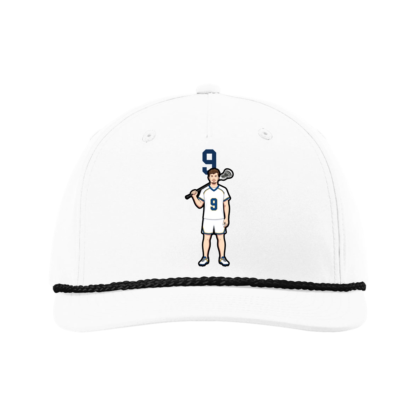Five-Panel Classic Rope Cap — Number Top in White