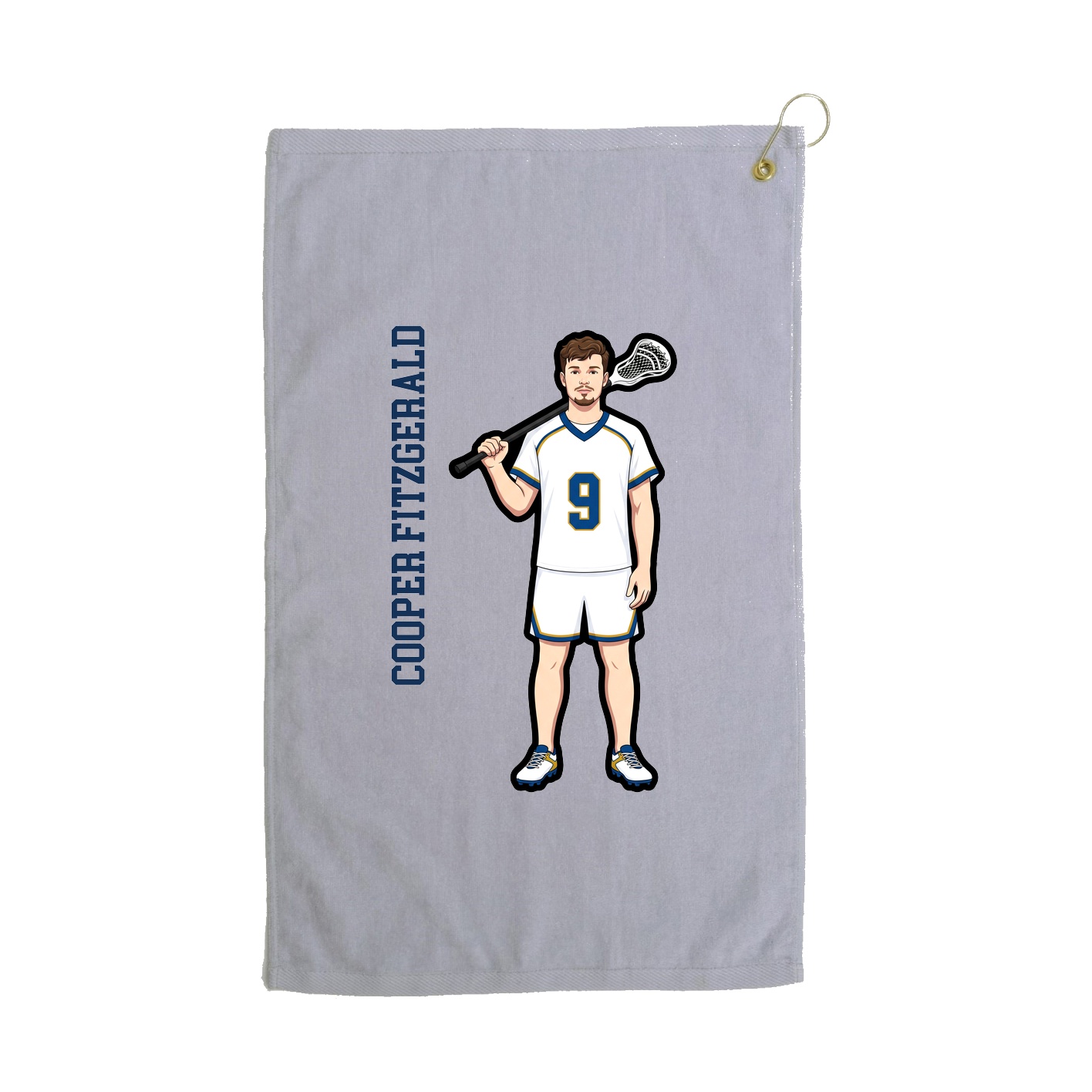 Golf Towel — Name Vertical in Grey