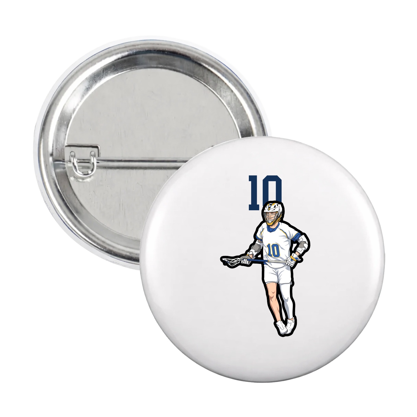 Game Day Button — Number Top in White