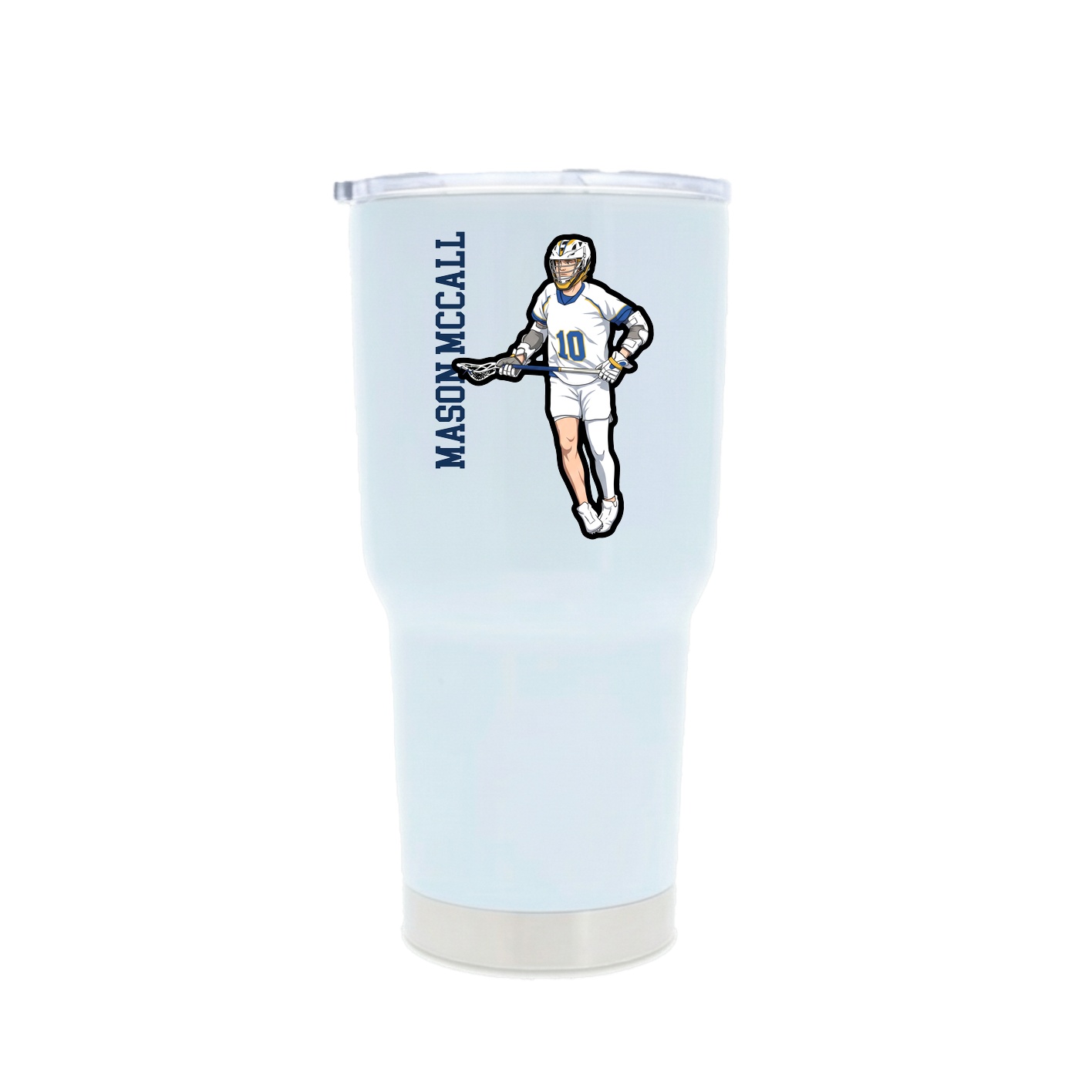 30oz Stainless Steel Tumbler — Name Vertical in White
