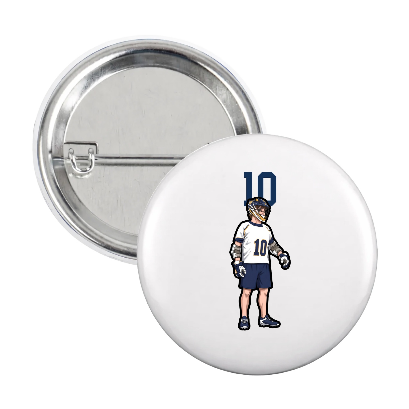 Game Day Button — Number Top in White