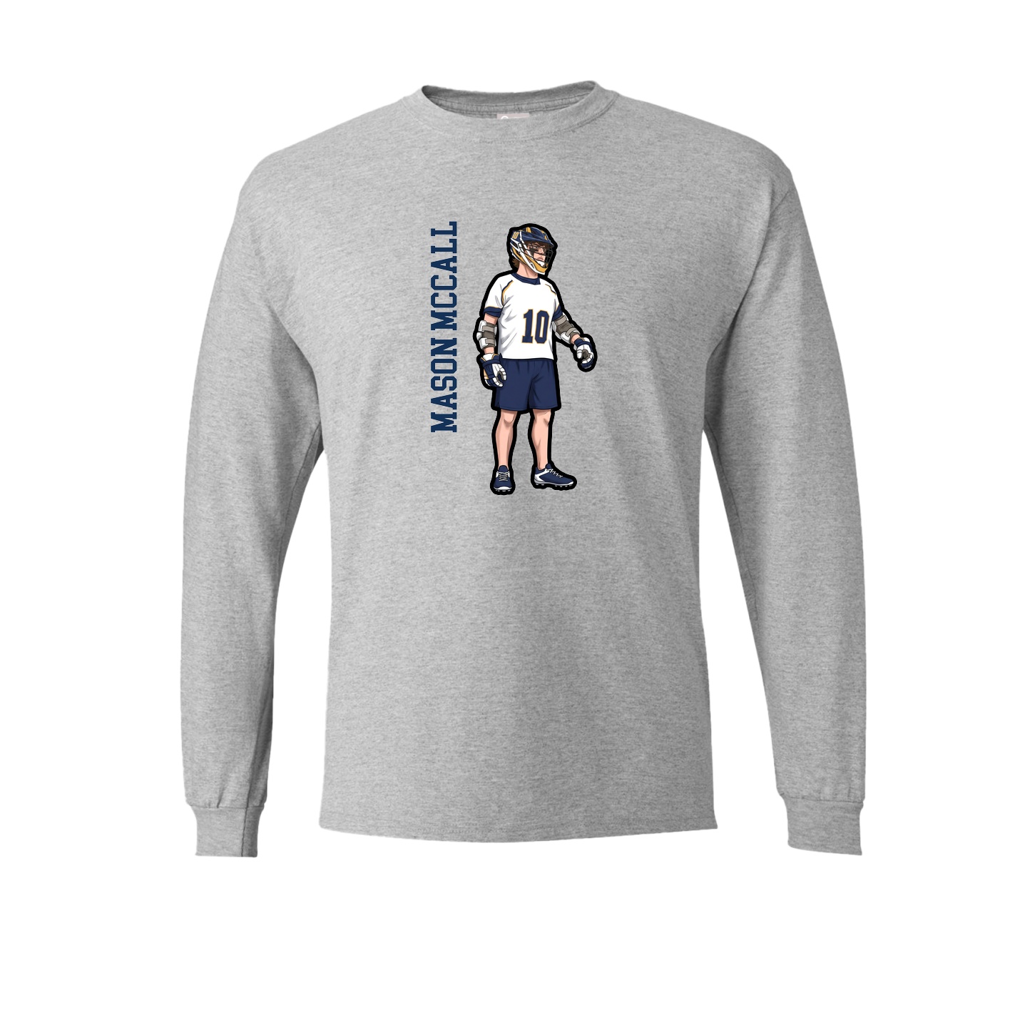 Long Sleeve Tee — Name Vertical in Grey