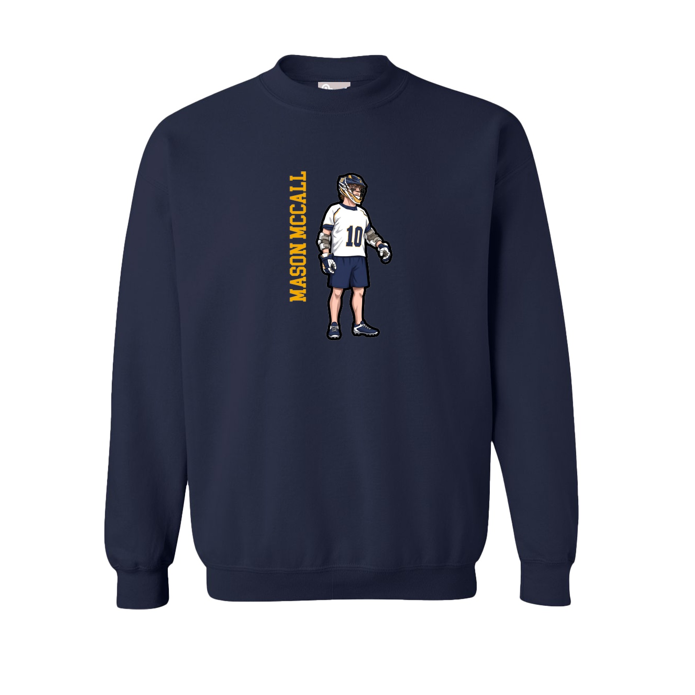 Fleece Crew — Name Vertical in Navy